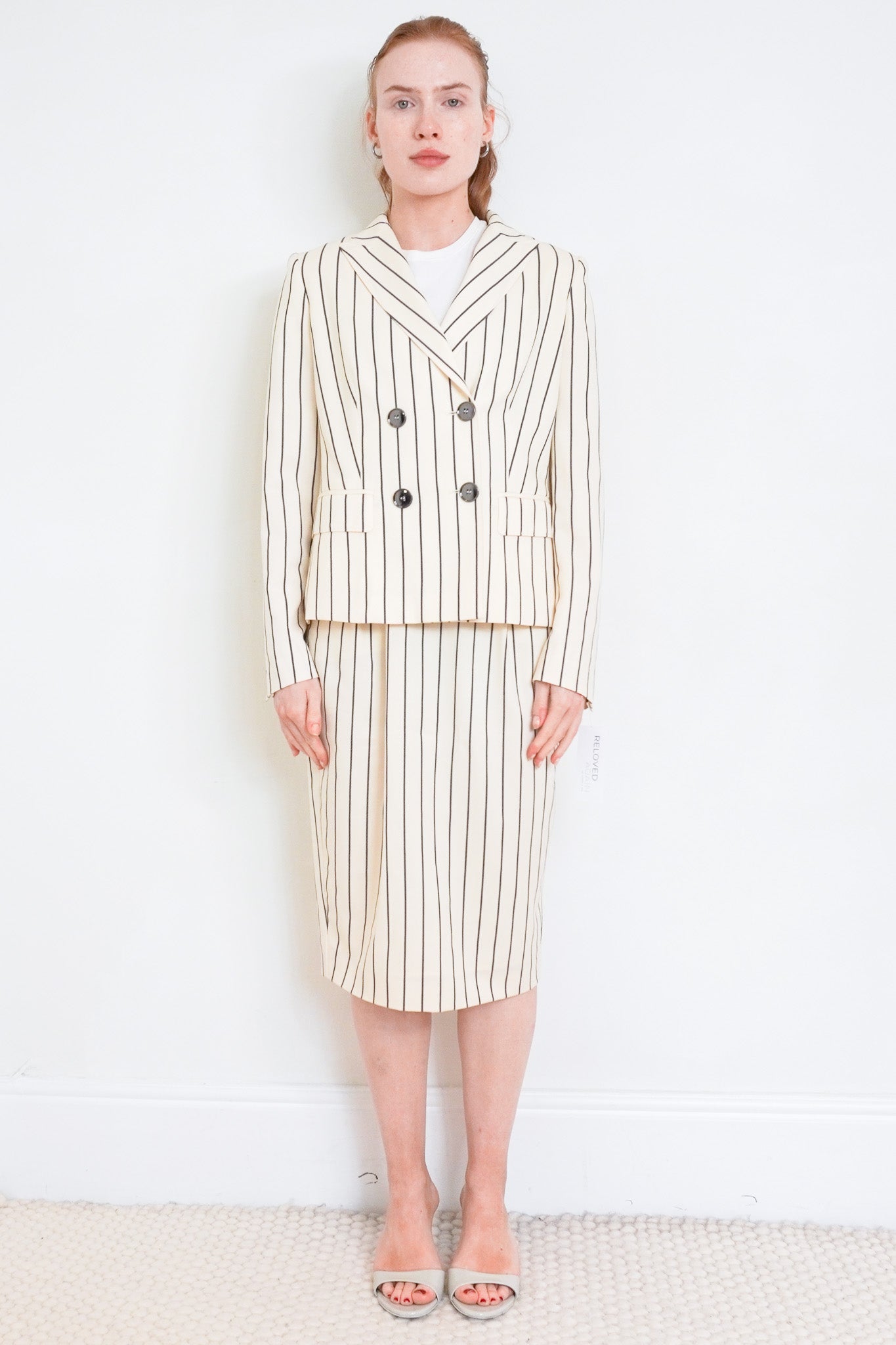 Max Mara Cream Pinstripe Skirt Suit RRP £1000 | Authentic Preloved - Reloved Again