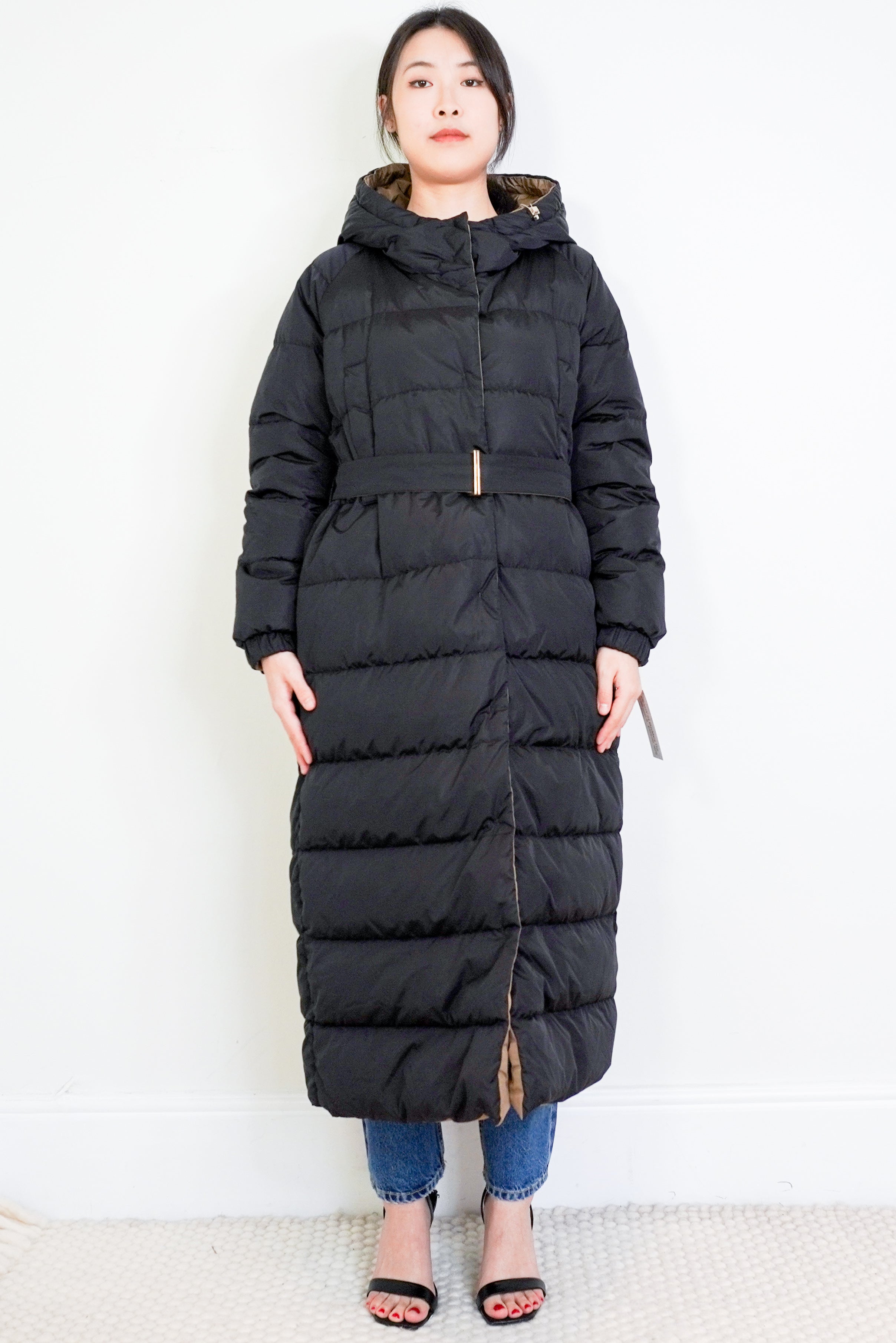 MaxMara-The-Cube-Black-&-Brown-Puffer-Coat-front-picture-Chelsea-London
