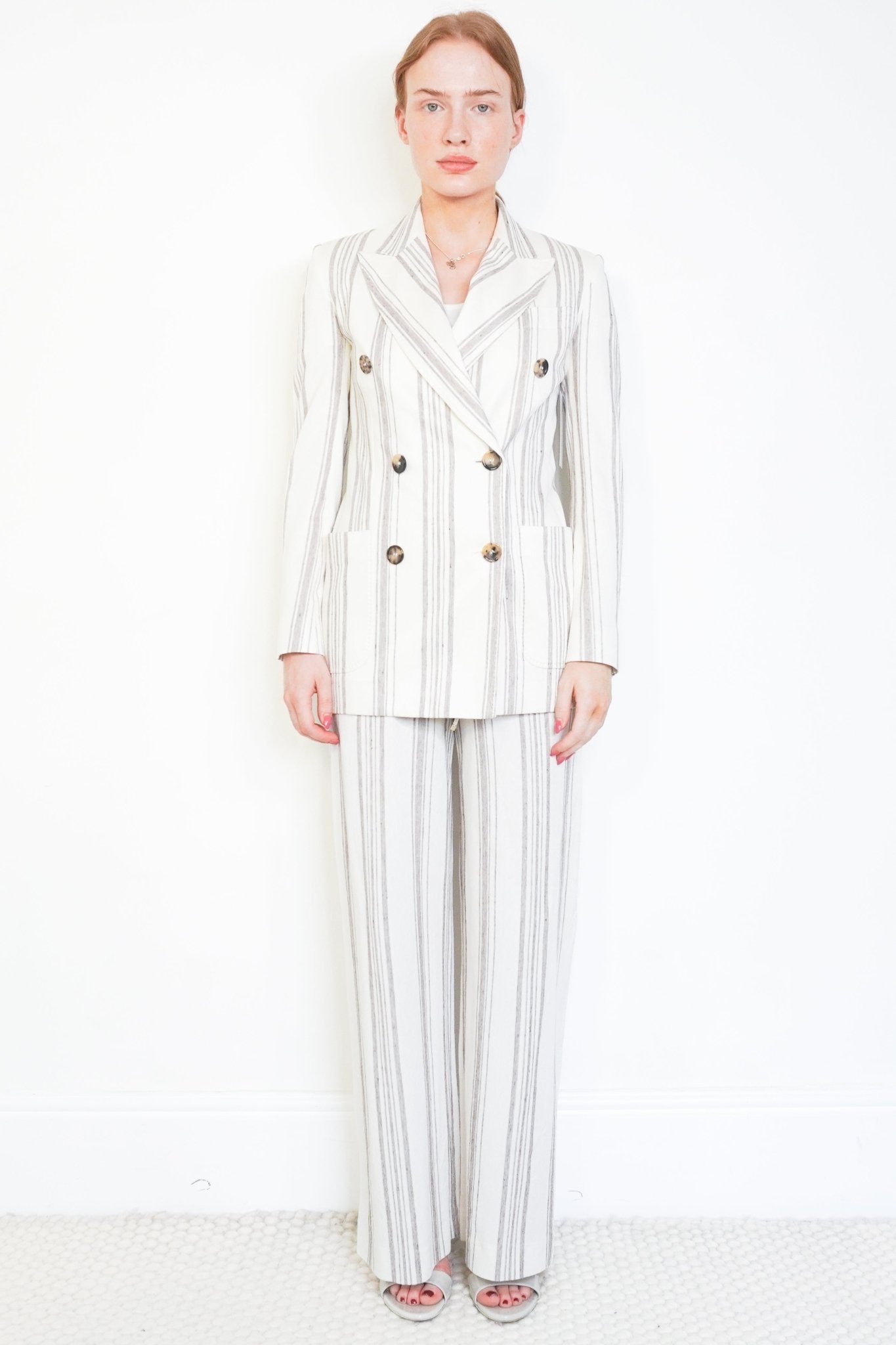 Max Mara Cream Striped Linen Blend Co-ord Set (RRP £1000) | Authentic Preloved - Reloved Again