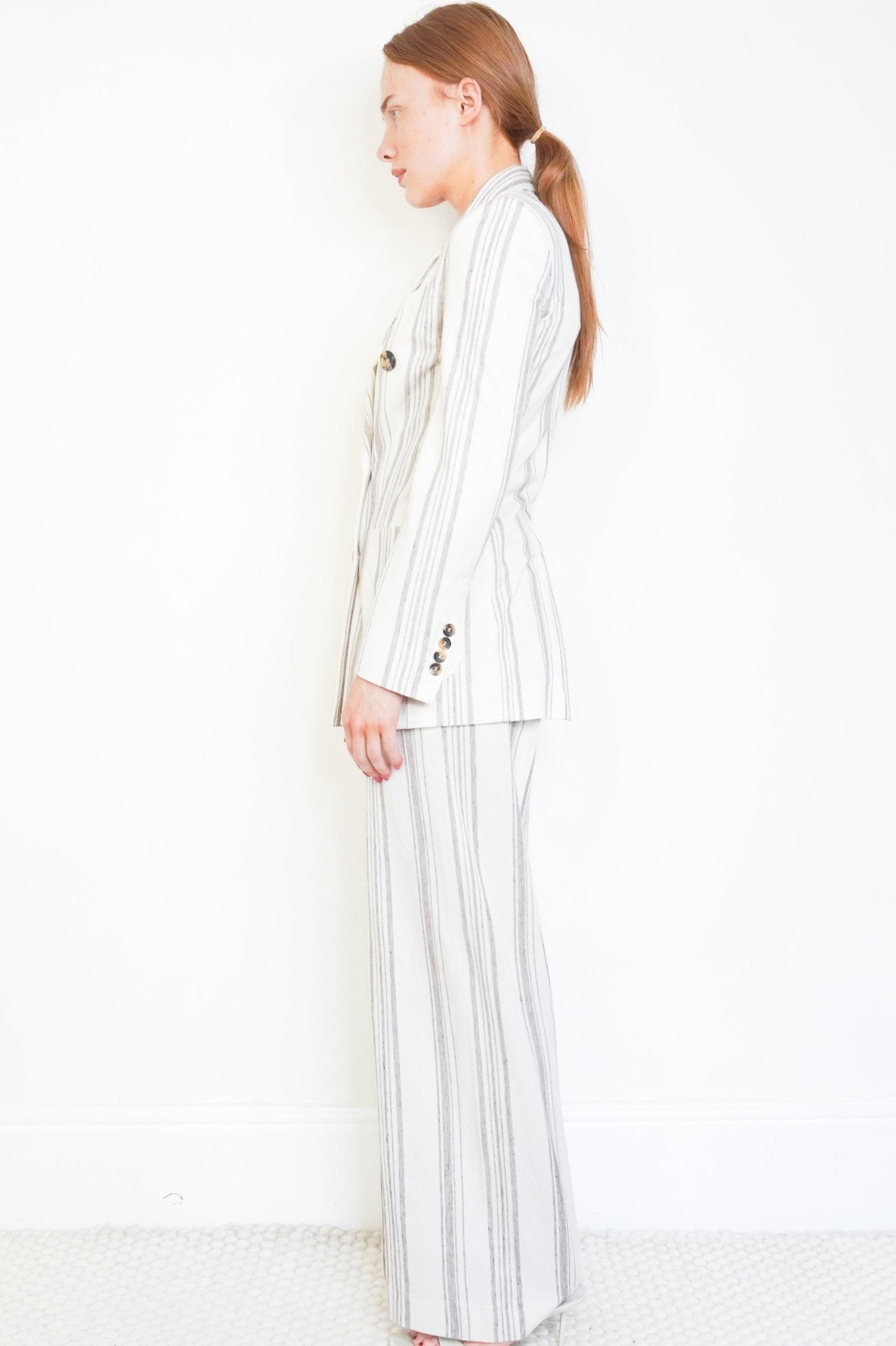Max Mara Cream Striped Linen Blend Co-ord Set (RRP £1000) | Authentic Preloved - Reloved Again