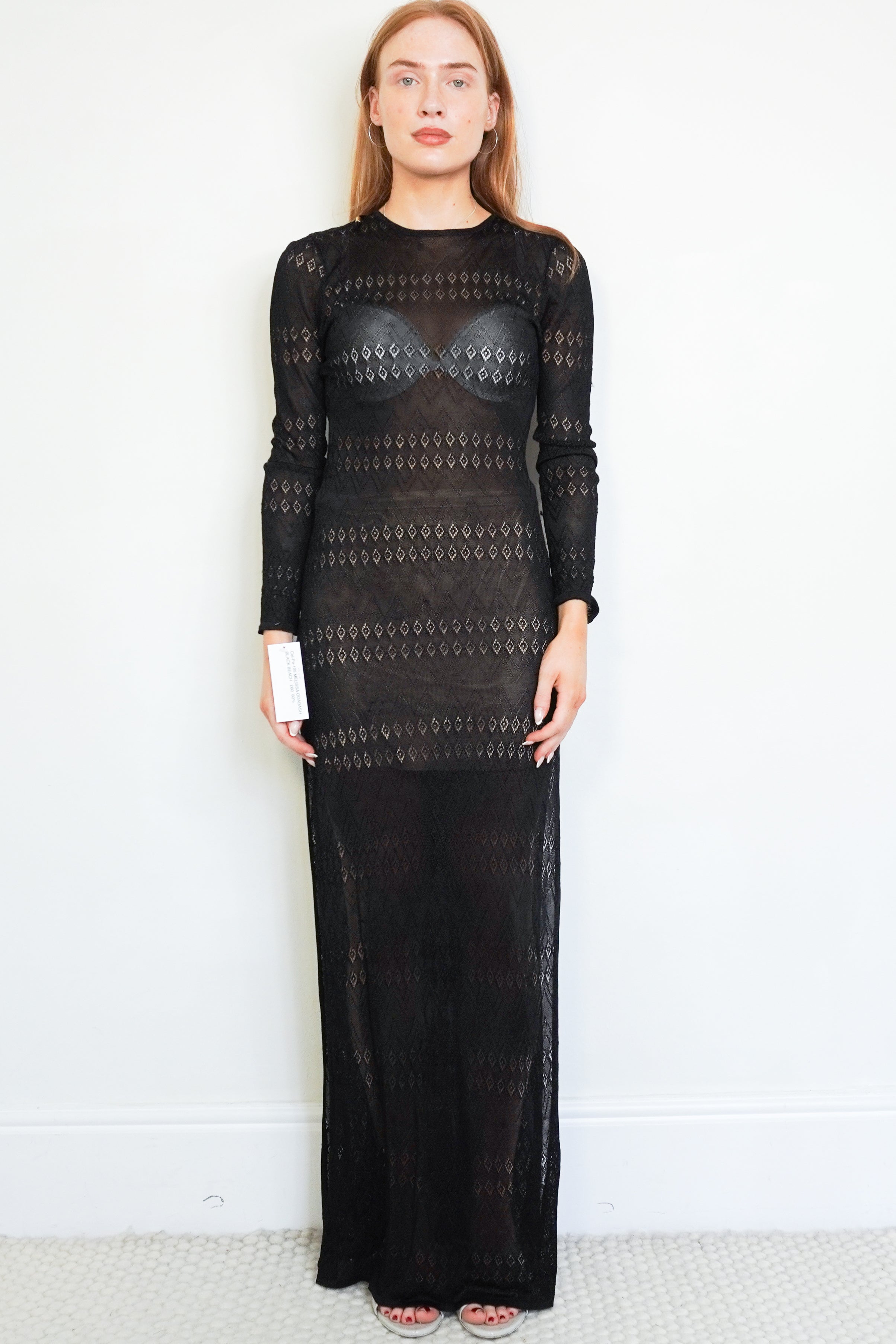 Melissa Odabash Black Knitted Maxi Dress front photo chelsea london