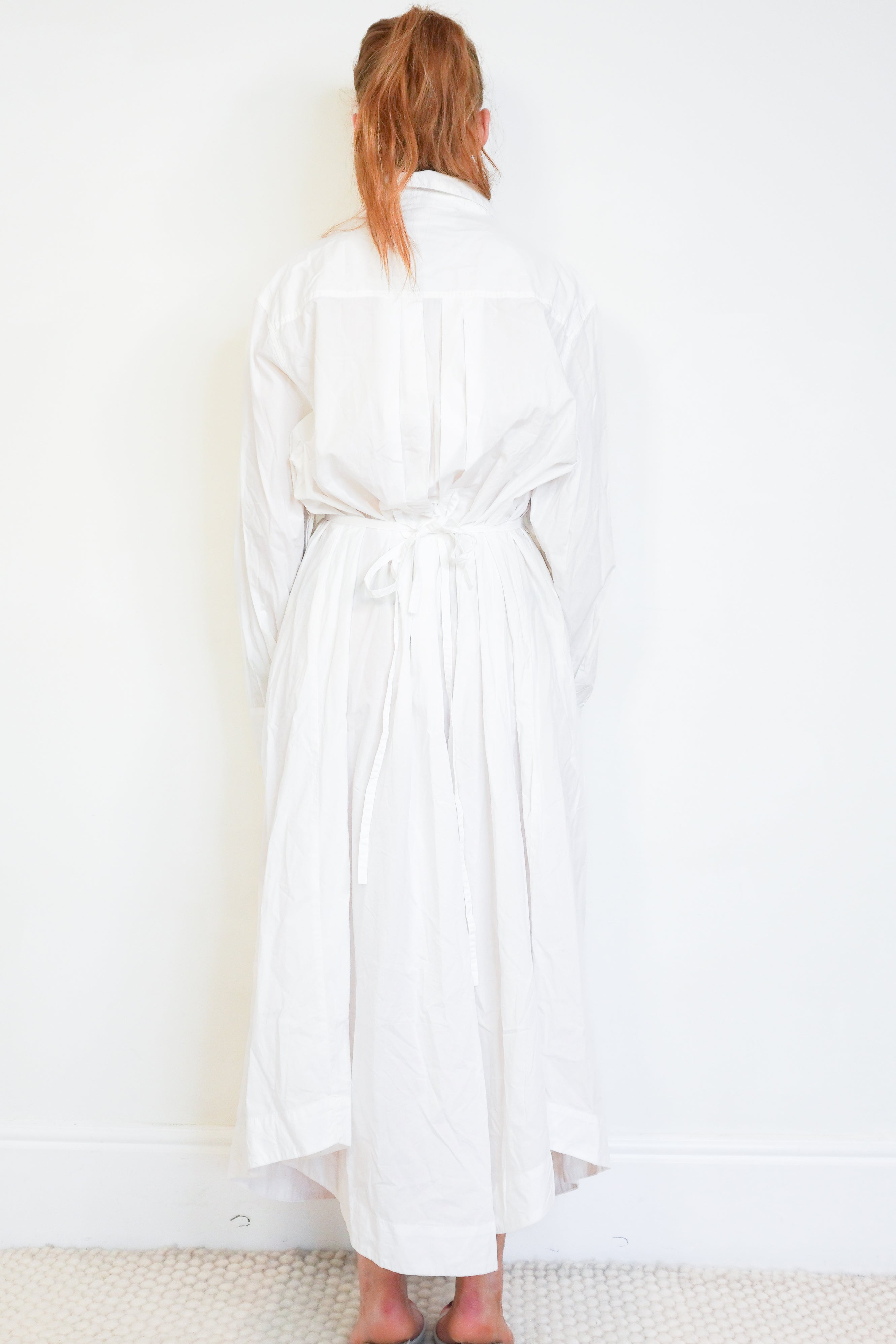 Merlette White Embroidered Cotton Shirt Dress back photo chelsea london