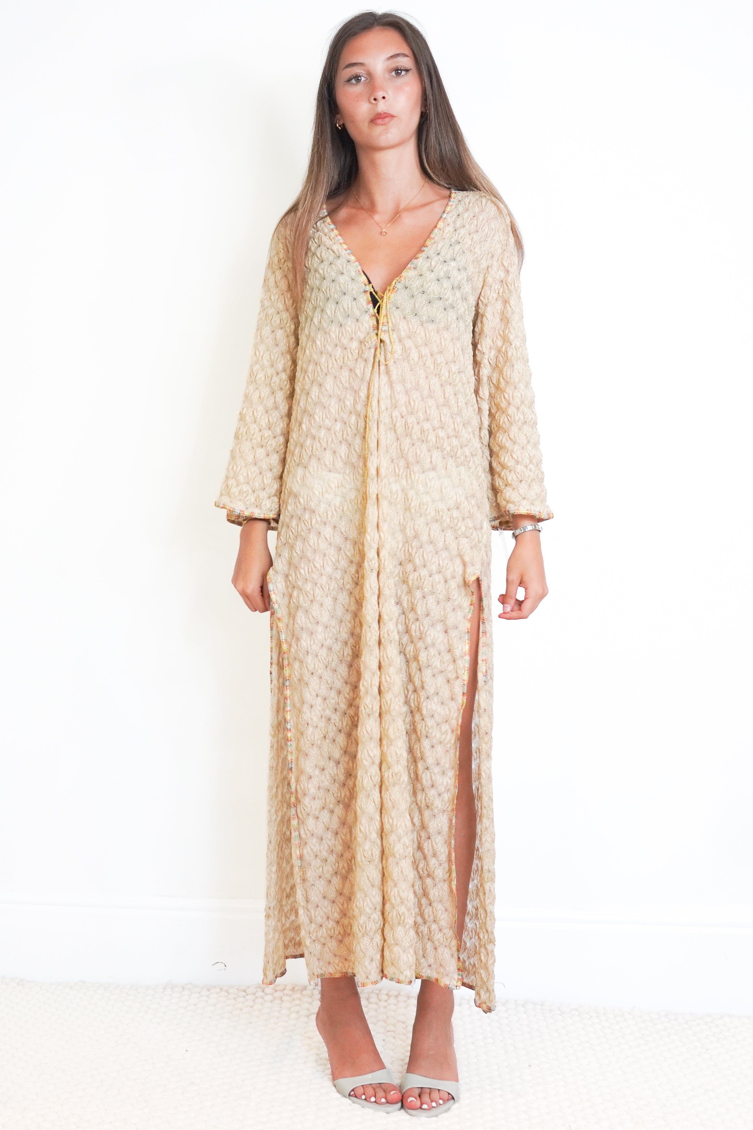 Missoni Gold Zigzag Beach Cover-Up Dress front photo chelsea london
