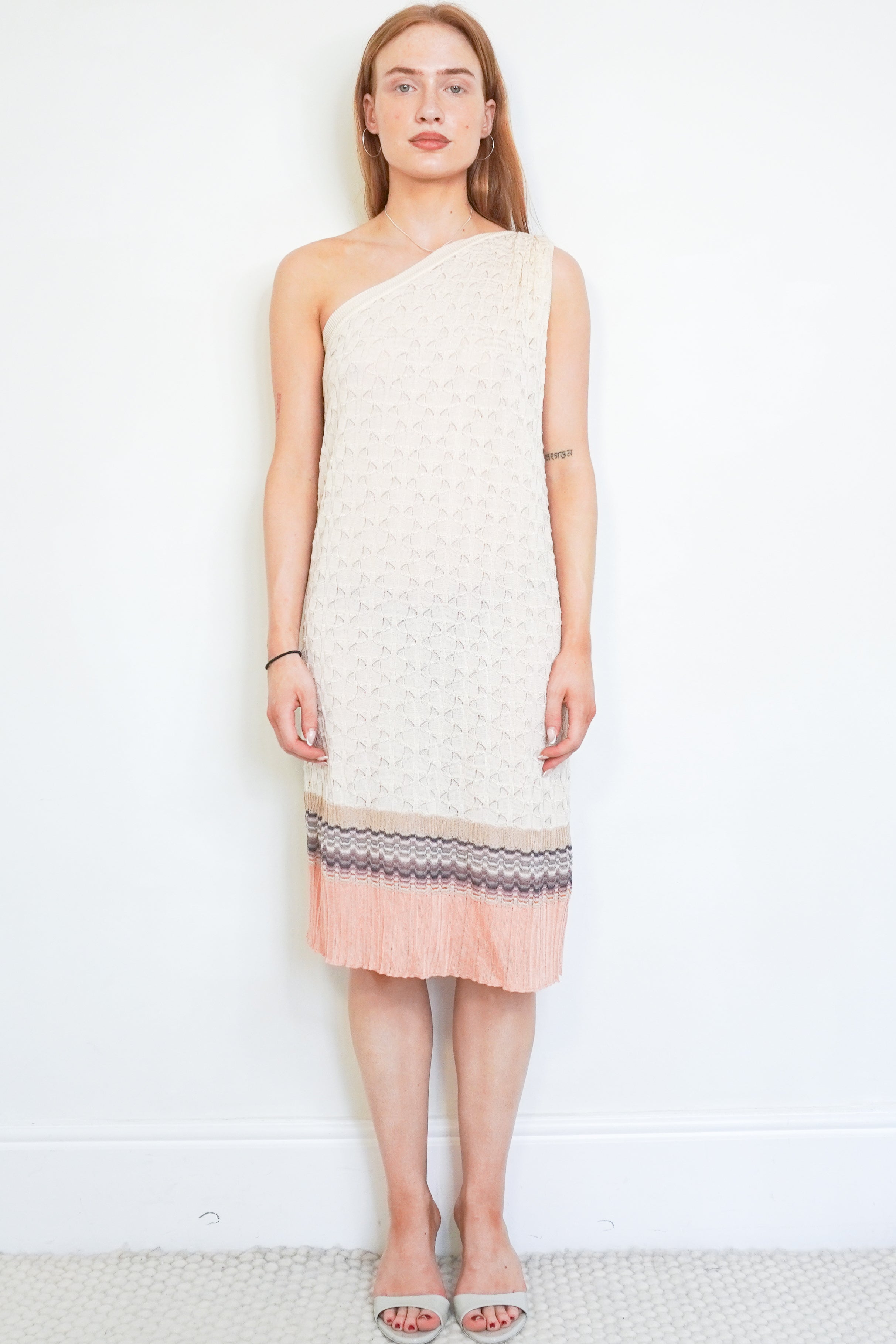 Missoni One-Shoulder Open Knit Midi Dress front photo chelsea london
