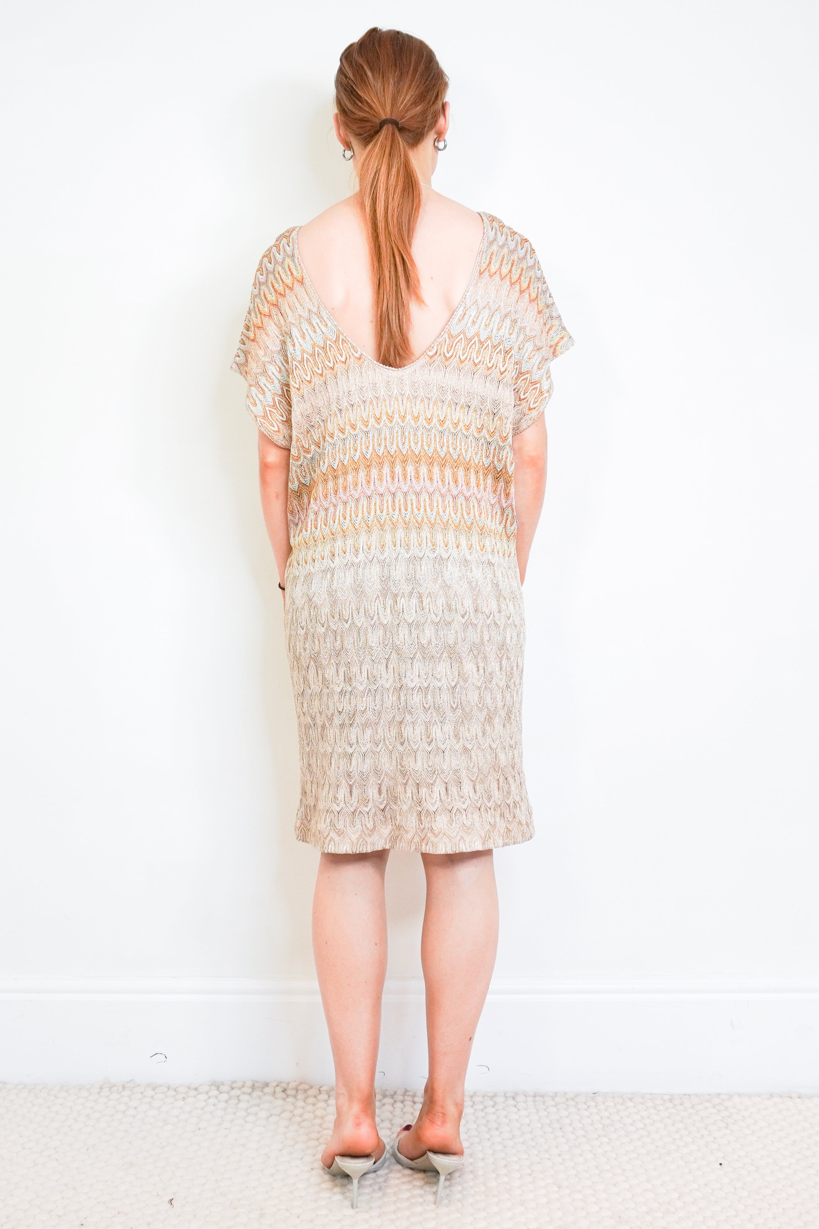 Missoni Zigzag Lurex Knit V-Neck Dress back photo chelsea london