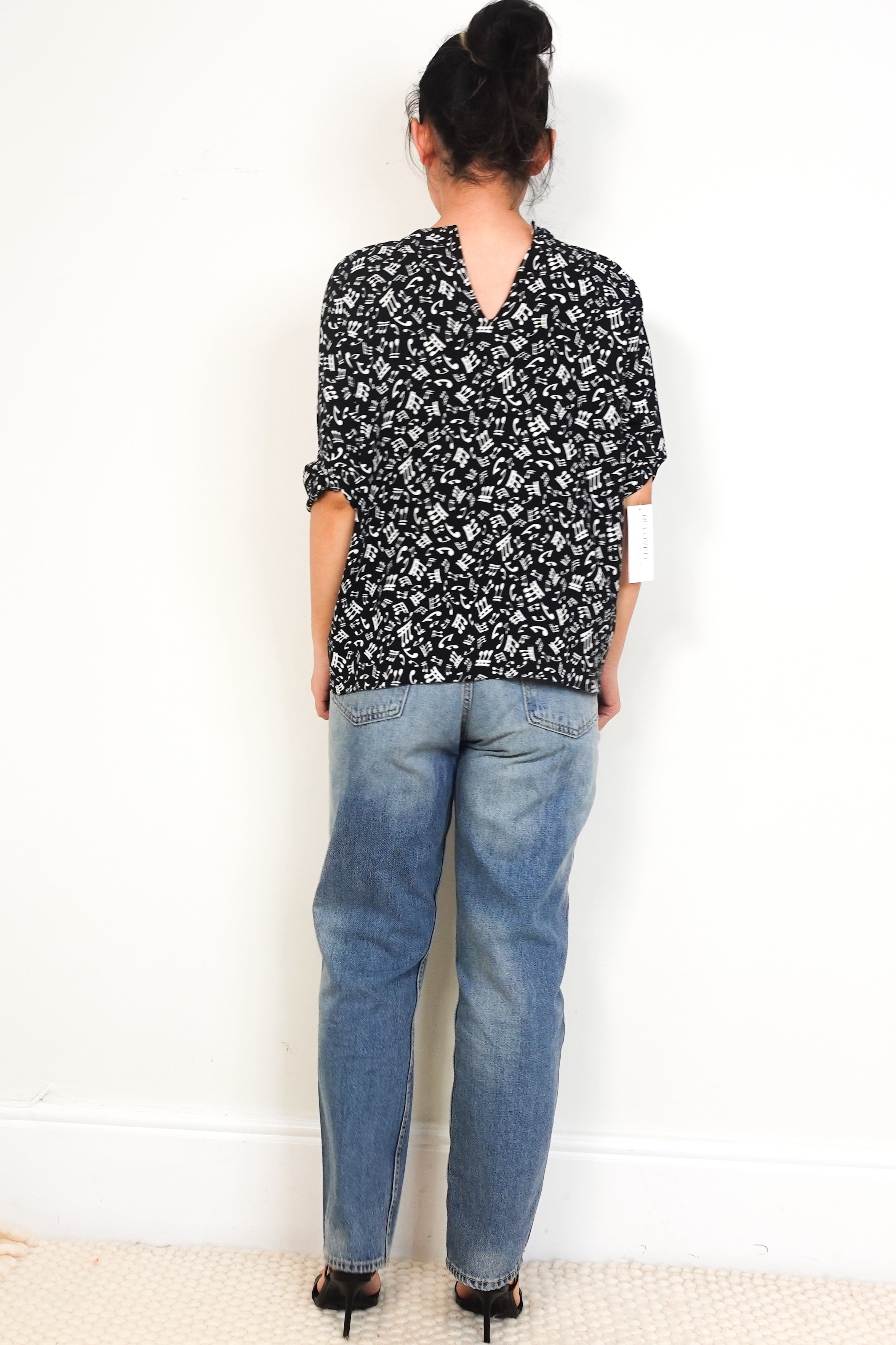 Miu-Miu-Black-and-White-Musical-Note-Shirt-back-picture-Chelsea-London