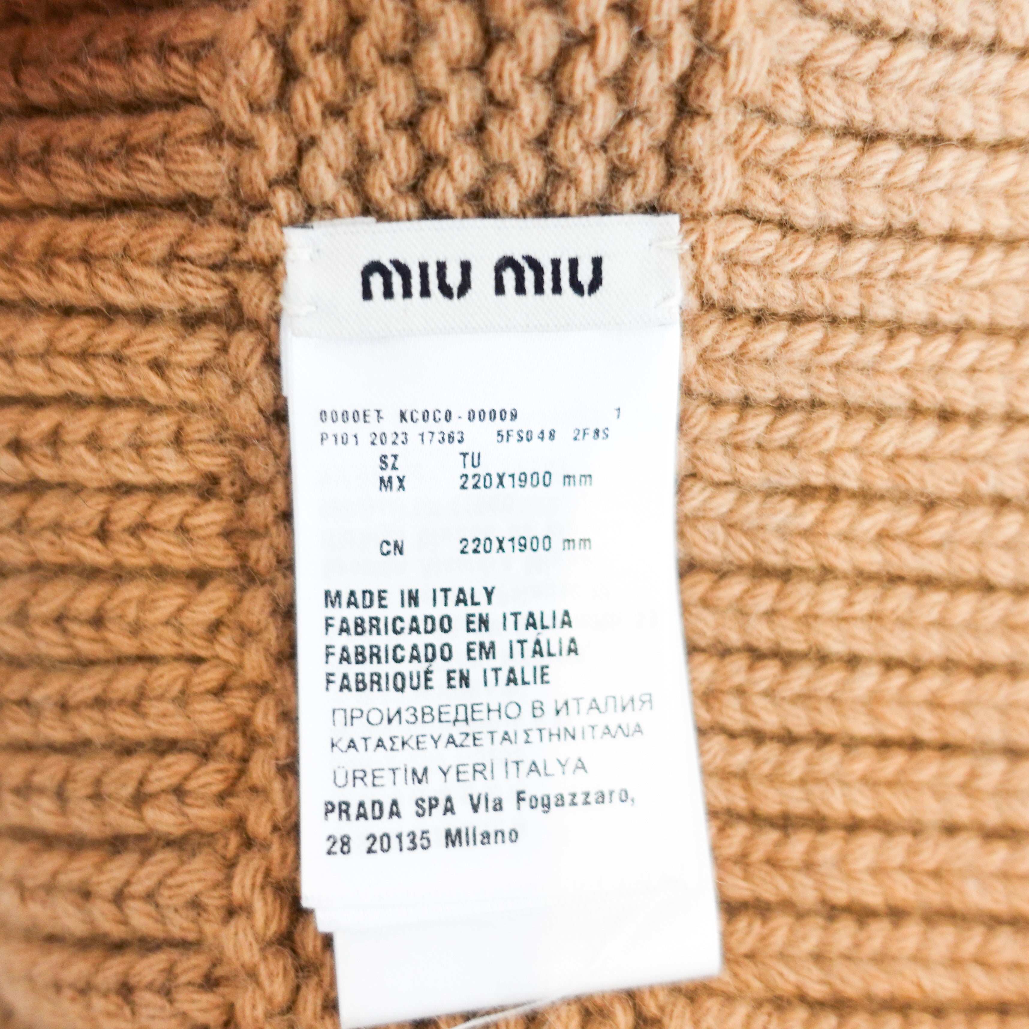 Miu-Miu-Blanket-Scarf-in-Brown-label-picture-Chelsea-london