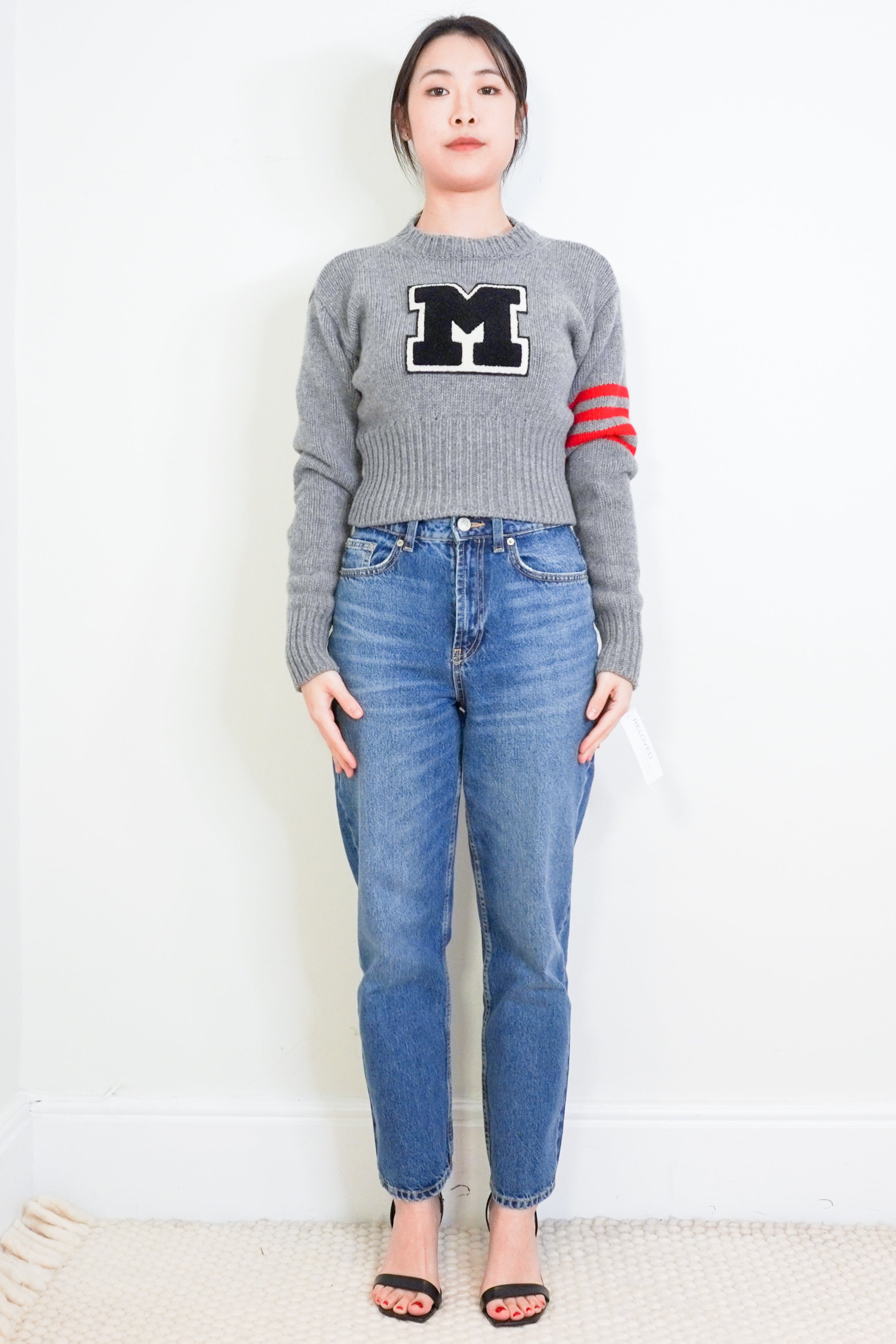 Miu-Miu-Cropped-Grey-Knitted-Jumper-front-picture-Chelsea-London