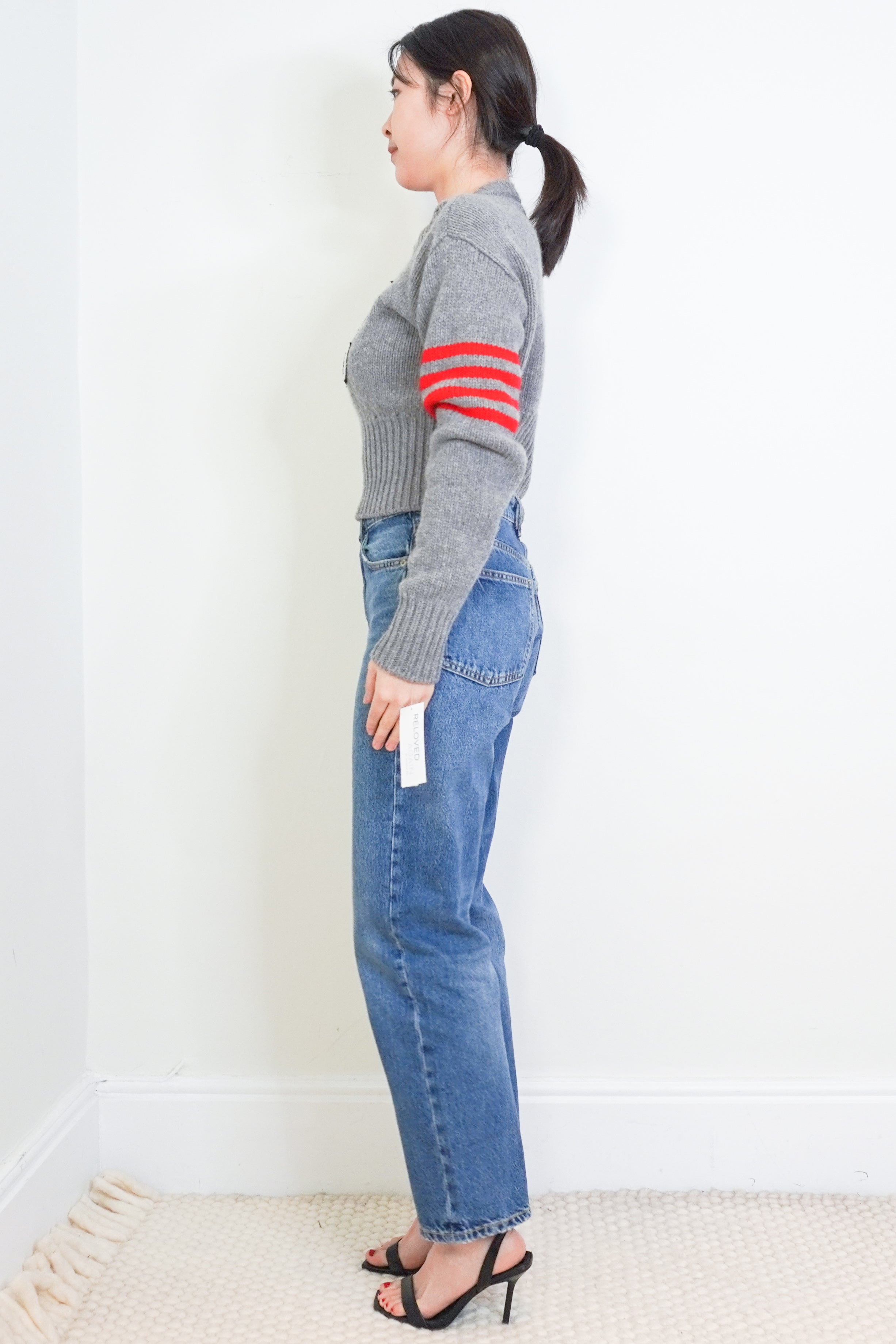 Miu-Miu-Cropped-Grey-Knitted-Jumper-side-picture-Chelsea-London