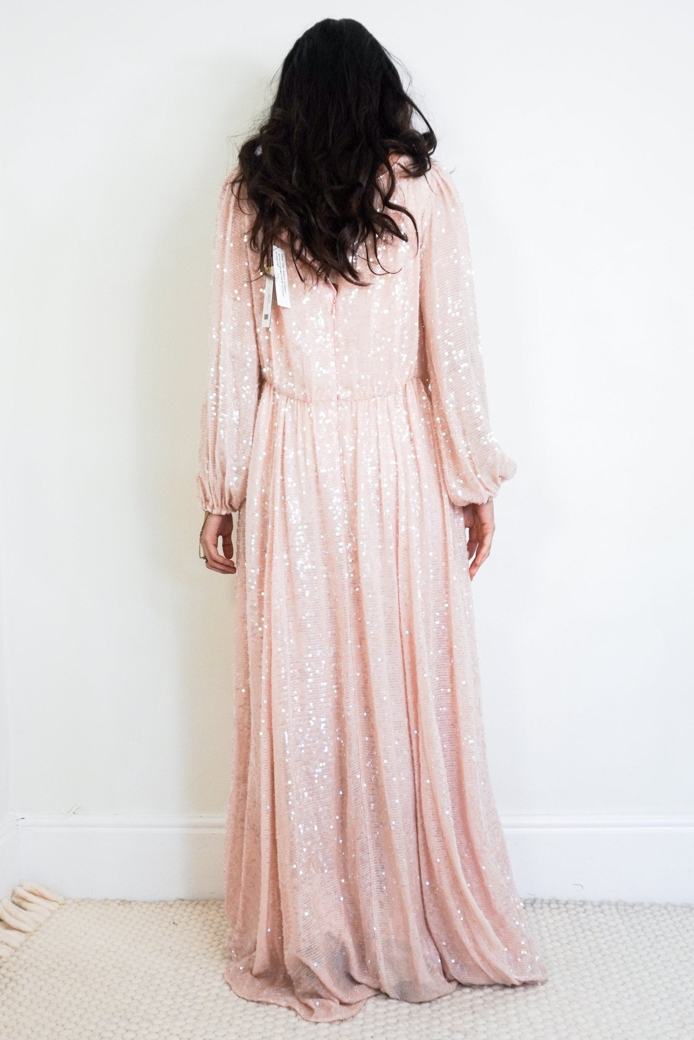 NEW Adam Lippes Blush Sequin Embroidery Boatneck Gown RRP £1500 | Authentic Preloved - Reloved Again