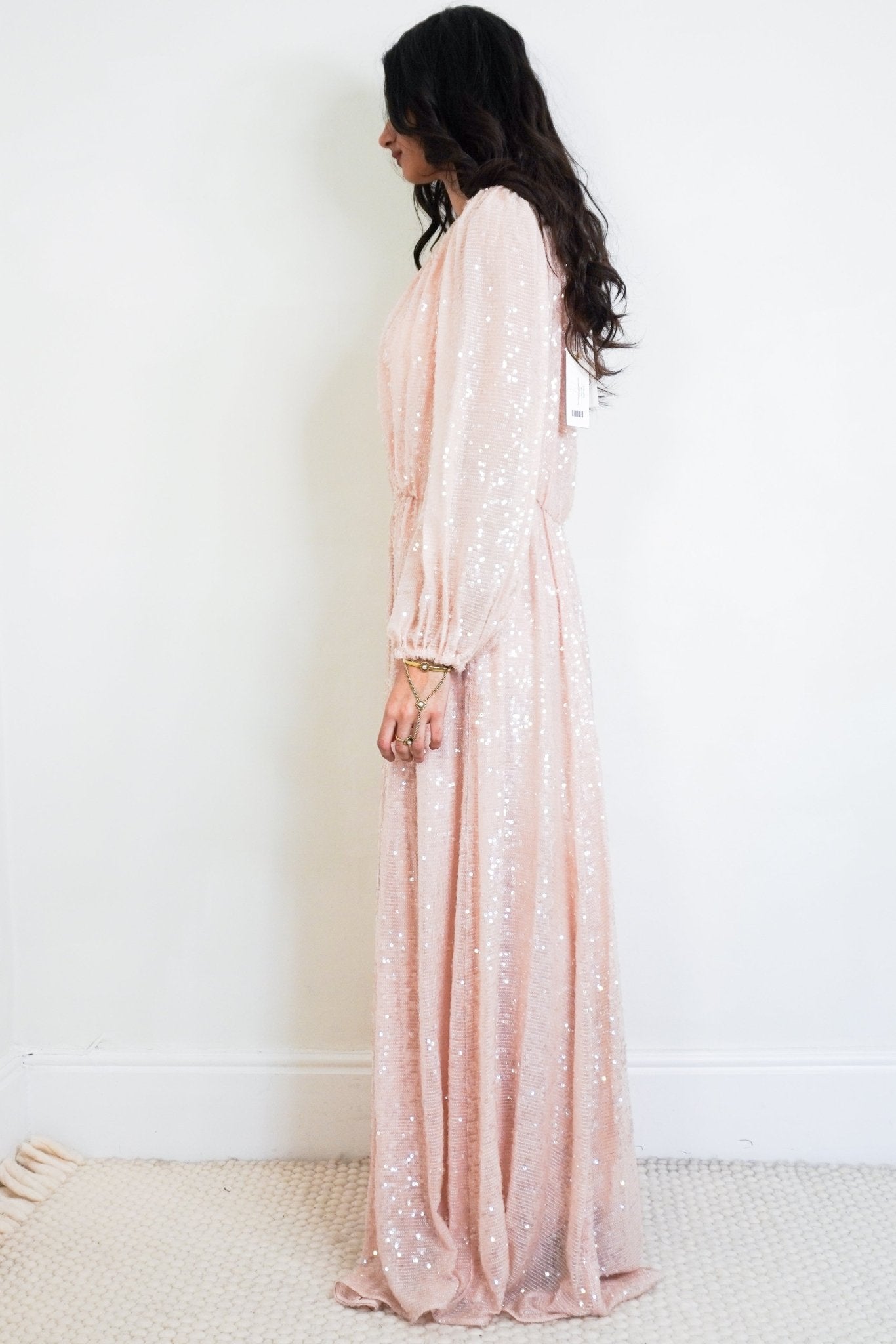 NEW Adam Lippes Blush Sequin Embroidery Boatneck Gown RRP £1500 | Authentic Preloved - Reloved Again
