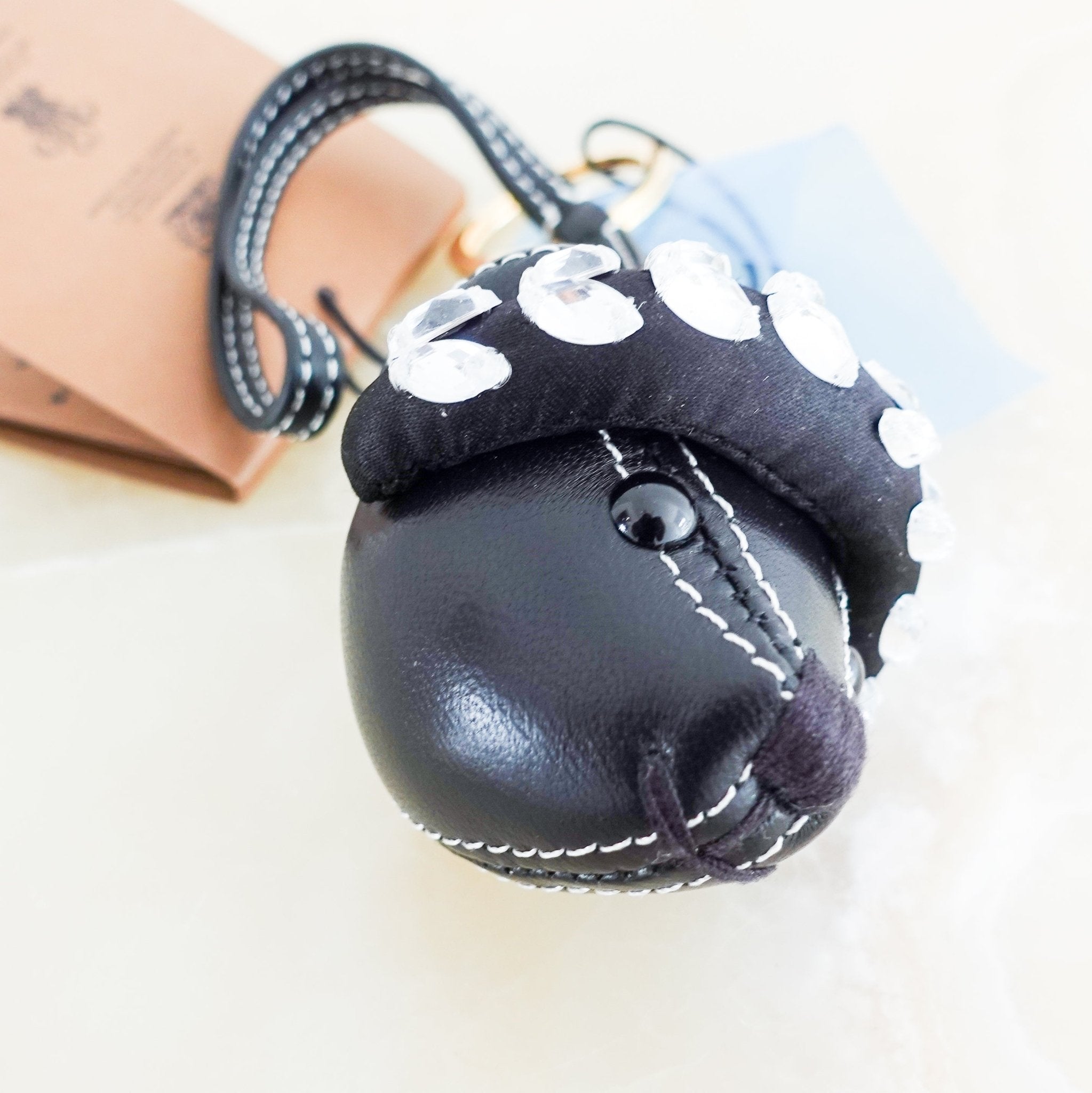 New Burberry Black Thomas Head Headband Bear Rhinestone Keychain RRP £150 | Authentic Preloved - Reloved Again