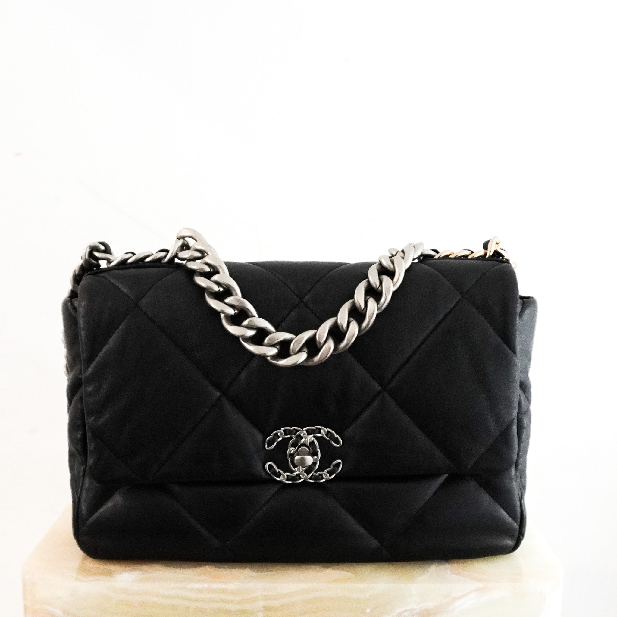 Chanel 19 Black Lambskin Large Single Flap Bag RRP £5500 | Authentic Preloved - Reloved Again