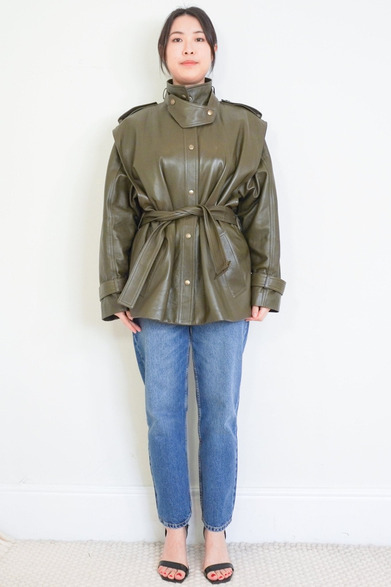 NEW Chloe Khaki Leather Utility Jacket RRP £7095 Authentic Preloved - Reloved Again