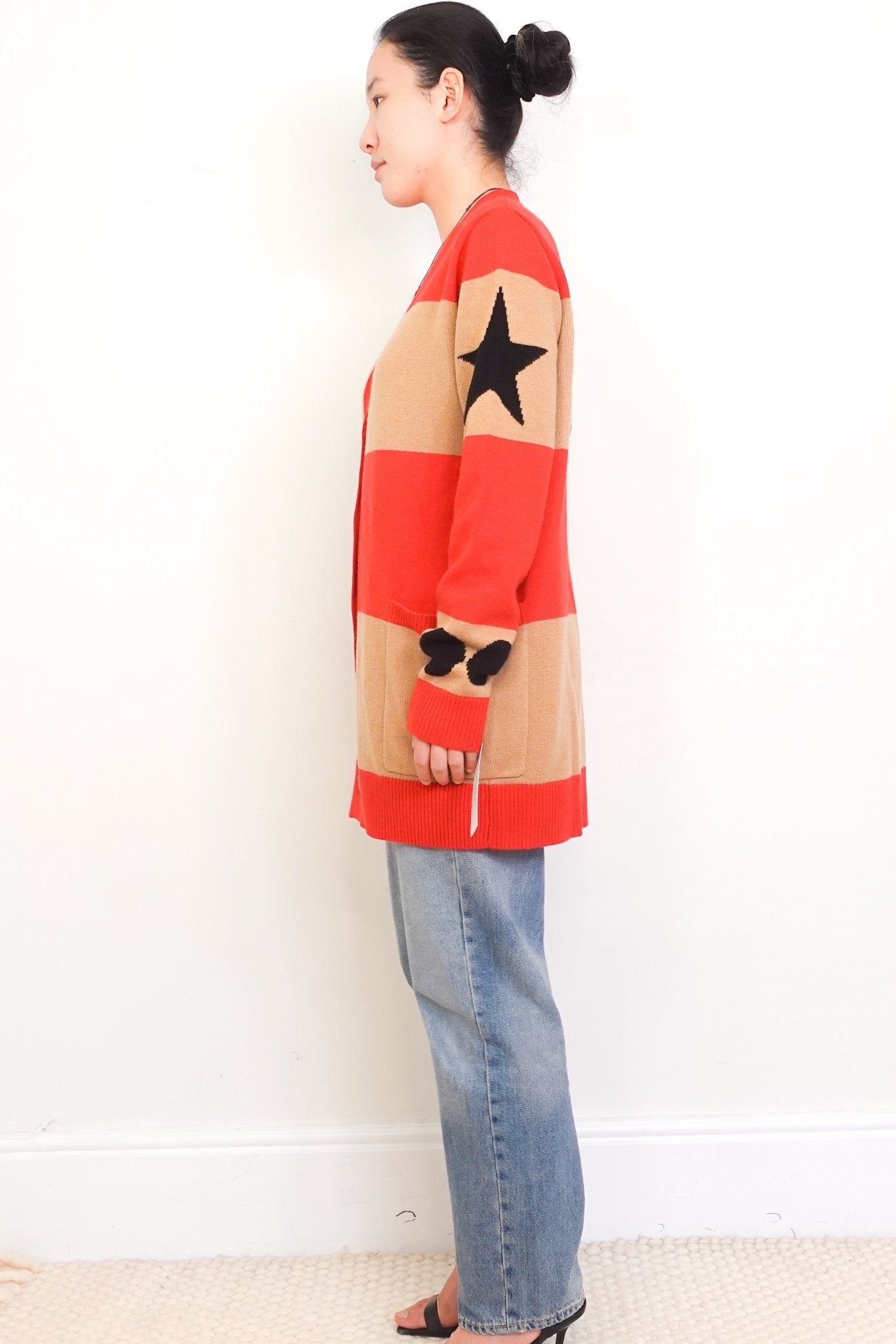 NEW-MaxMara-Red-and-Tan-Cardigan-Authentic-Preloved-side-image-chelsea-london