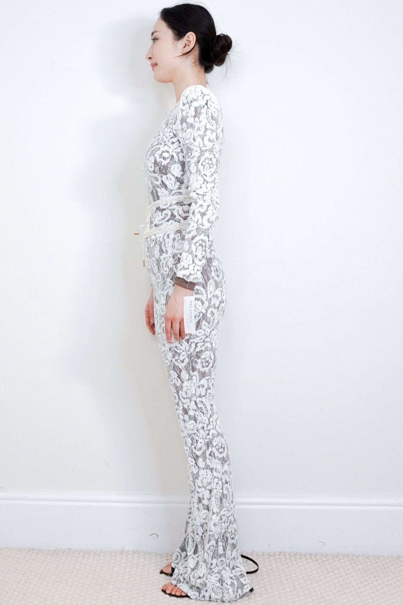 NEW Nadine Merabi White Lace and Sequin Jumpsuit RRP £350 | Authentic Preloved - Reloved Again