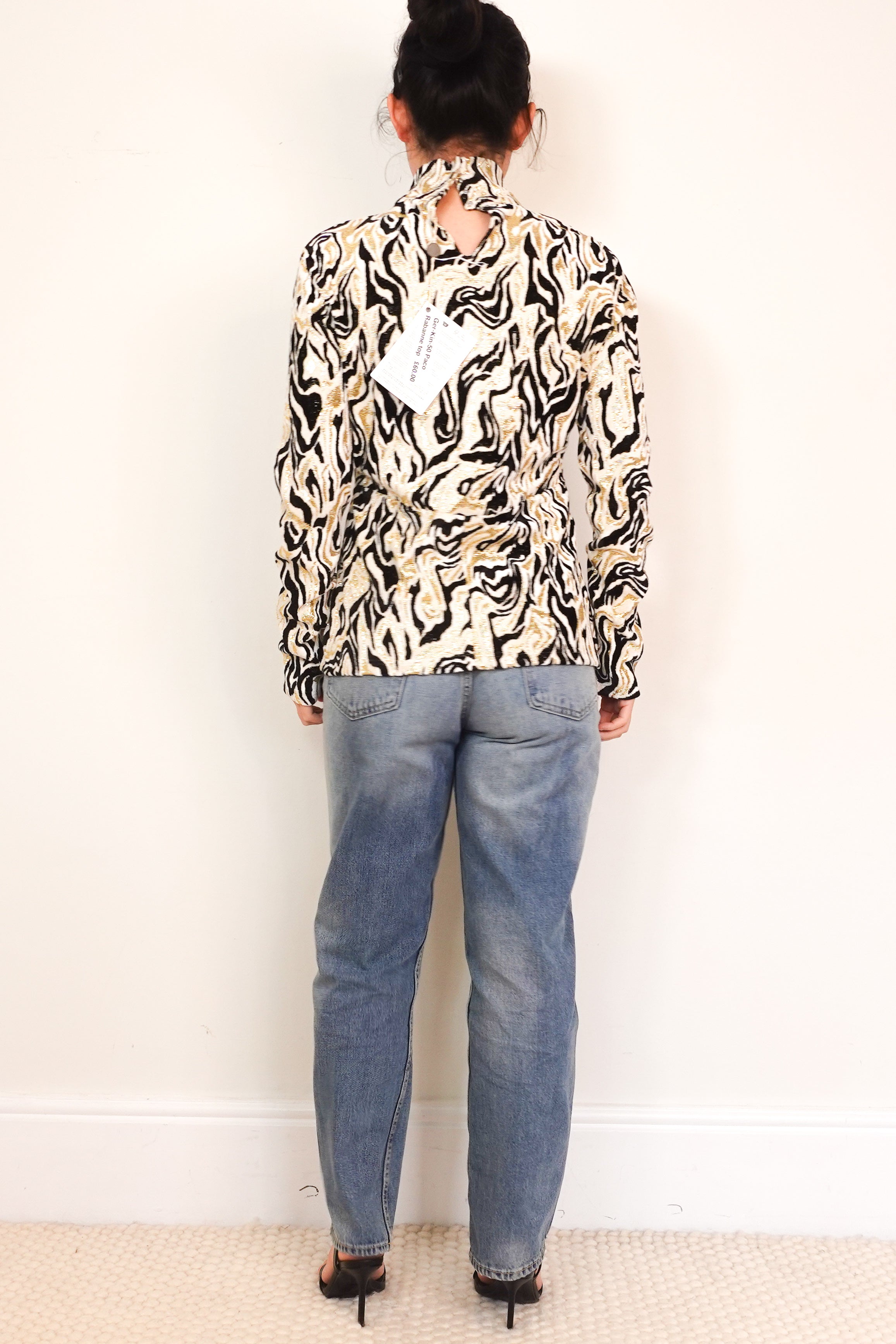 NEW-Paco-Rabanne-Black-White-and-Gold-Marbled-Shirt-back-picture-Chelsea-London