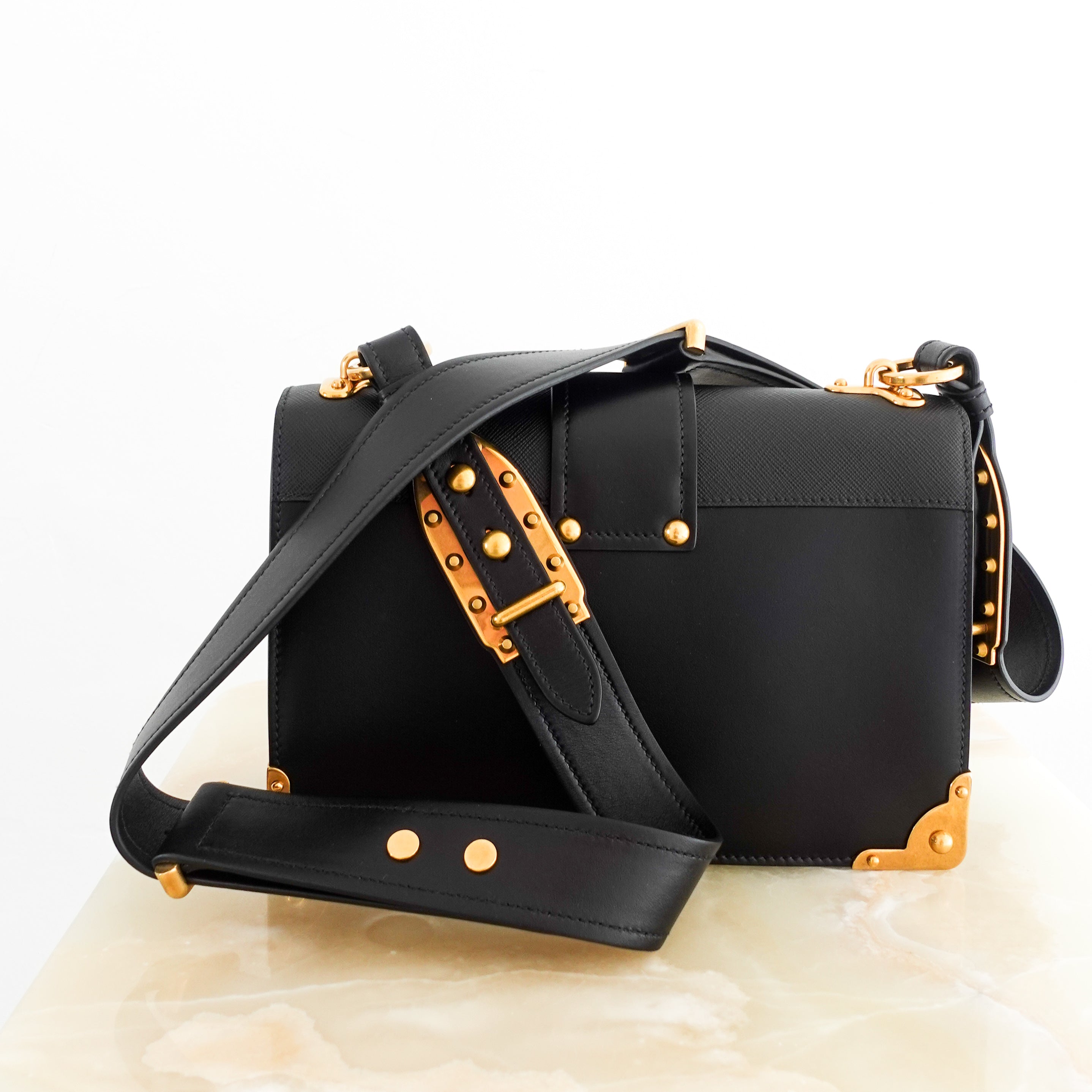 NEW-Prada-black-Cahier-Medium-Box-Bag-back-picture