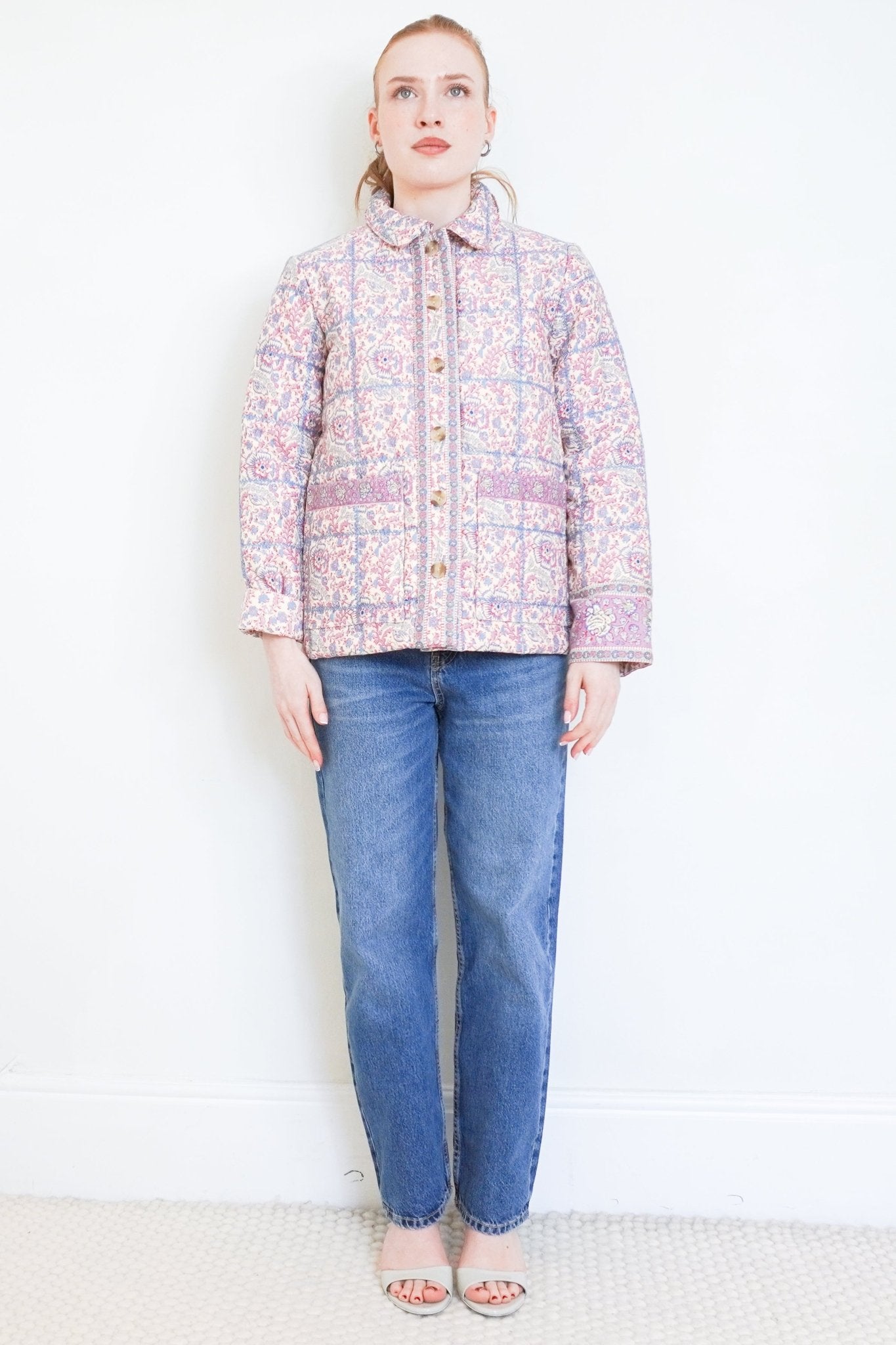 NEW Sezane Pink Emilia Floral Quilted Jacket RRP £250 | Authentic Preloved - Reloved Again