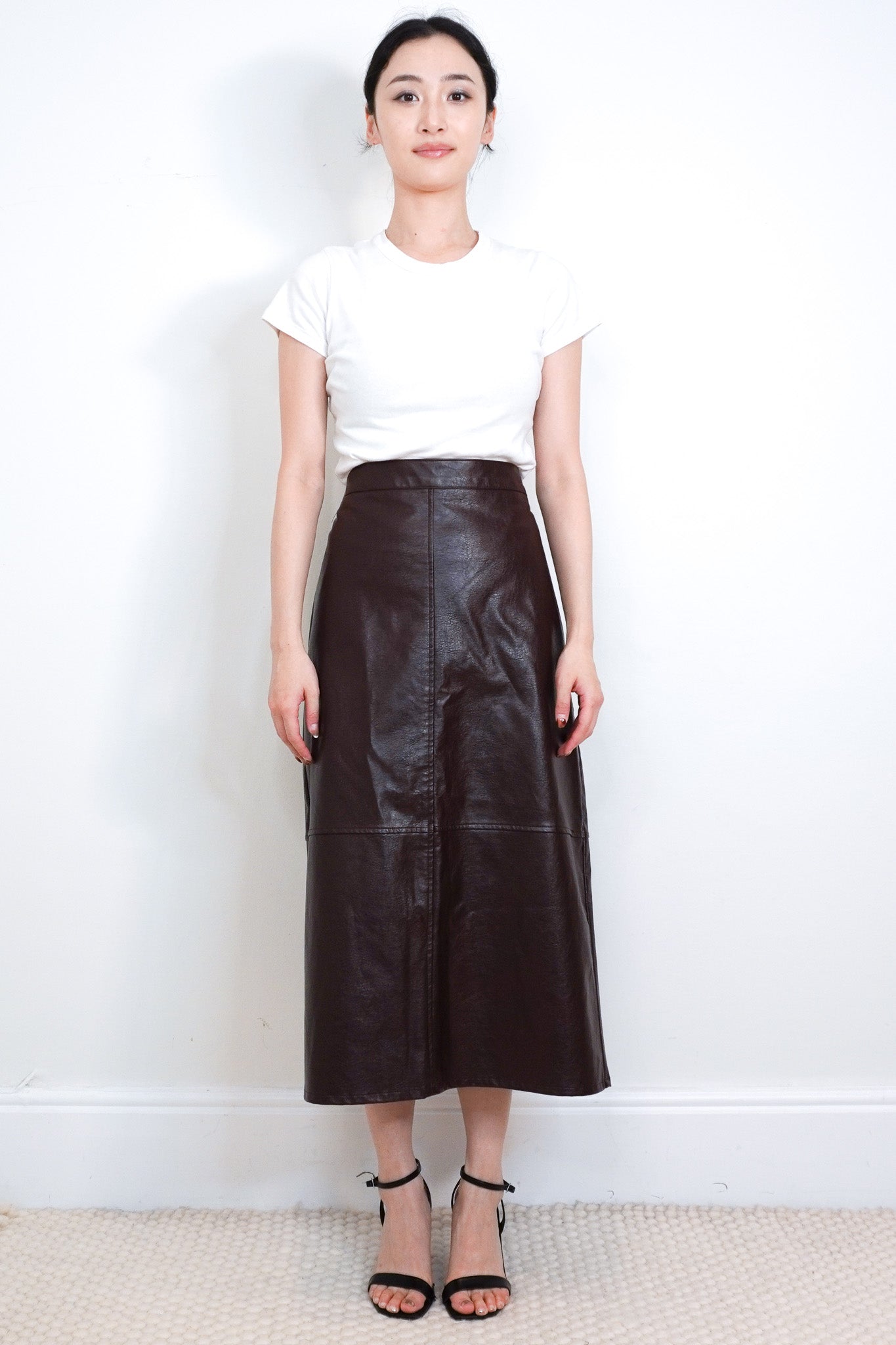 NEW The Frankie Shop Brown Erminie Faux Leather Skirt RRP £110 | Authentic Preloved - Reloved Again