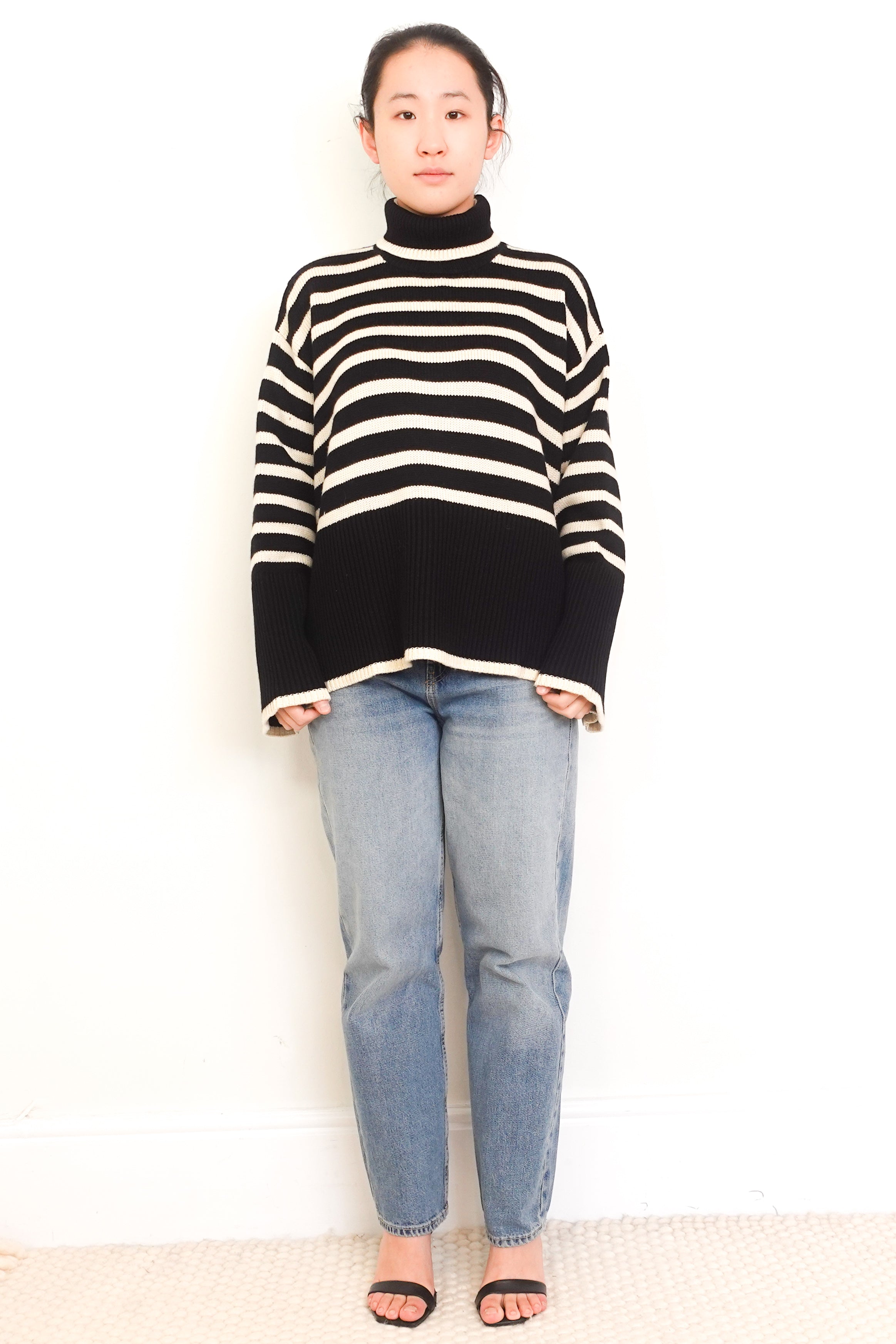 NEW-Toteme-Black Stripe Signature-Turtle-Neck-Jumper-front-picture-Chelsea-London