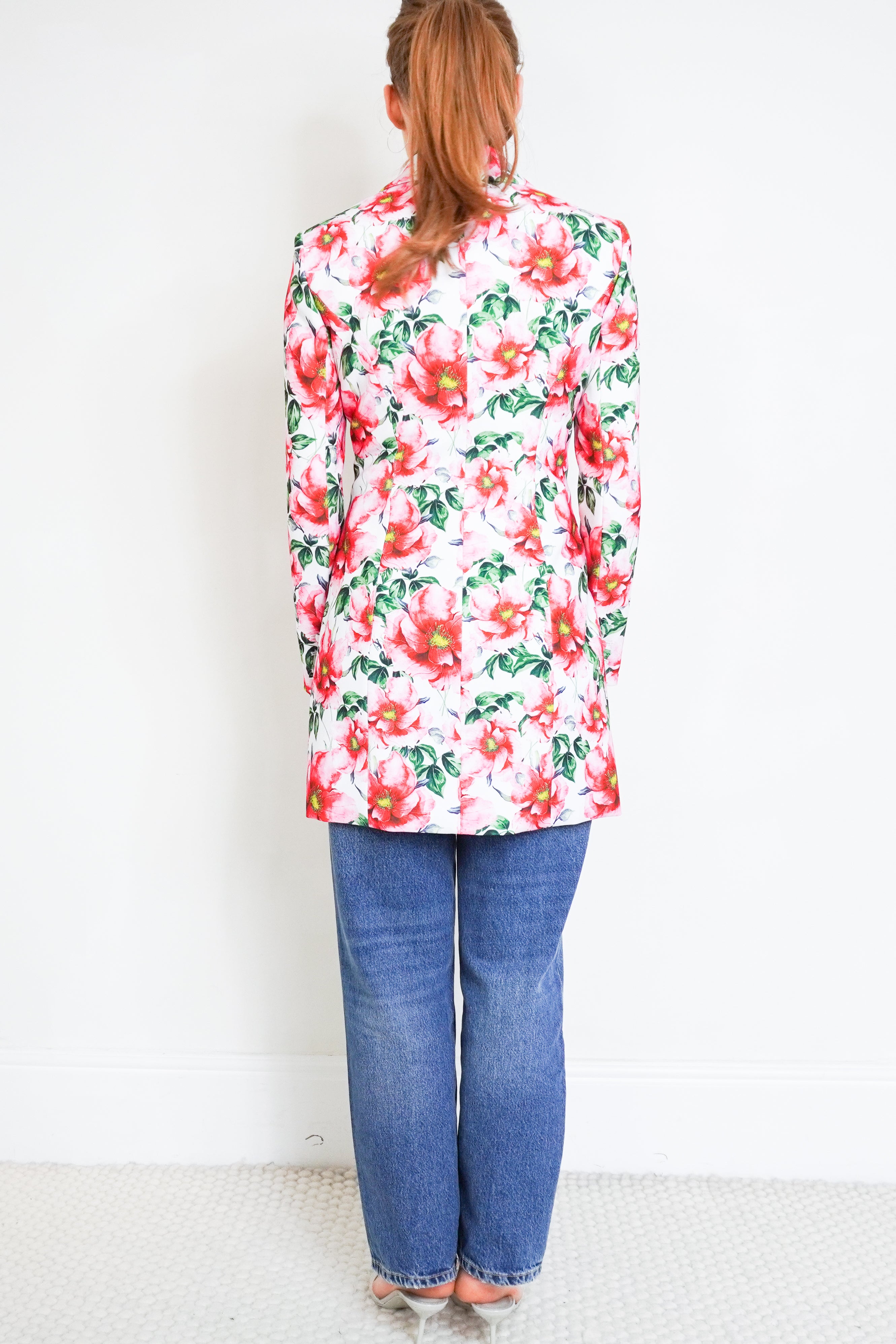 NEW Alice + Olivia Pink High Tea Floral Jacket back photo chelsea london