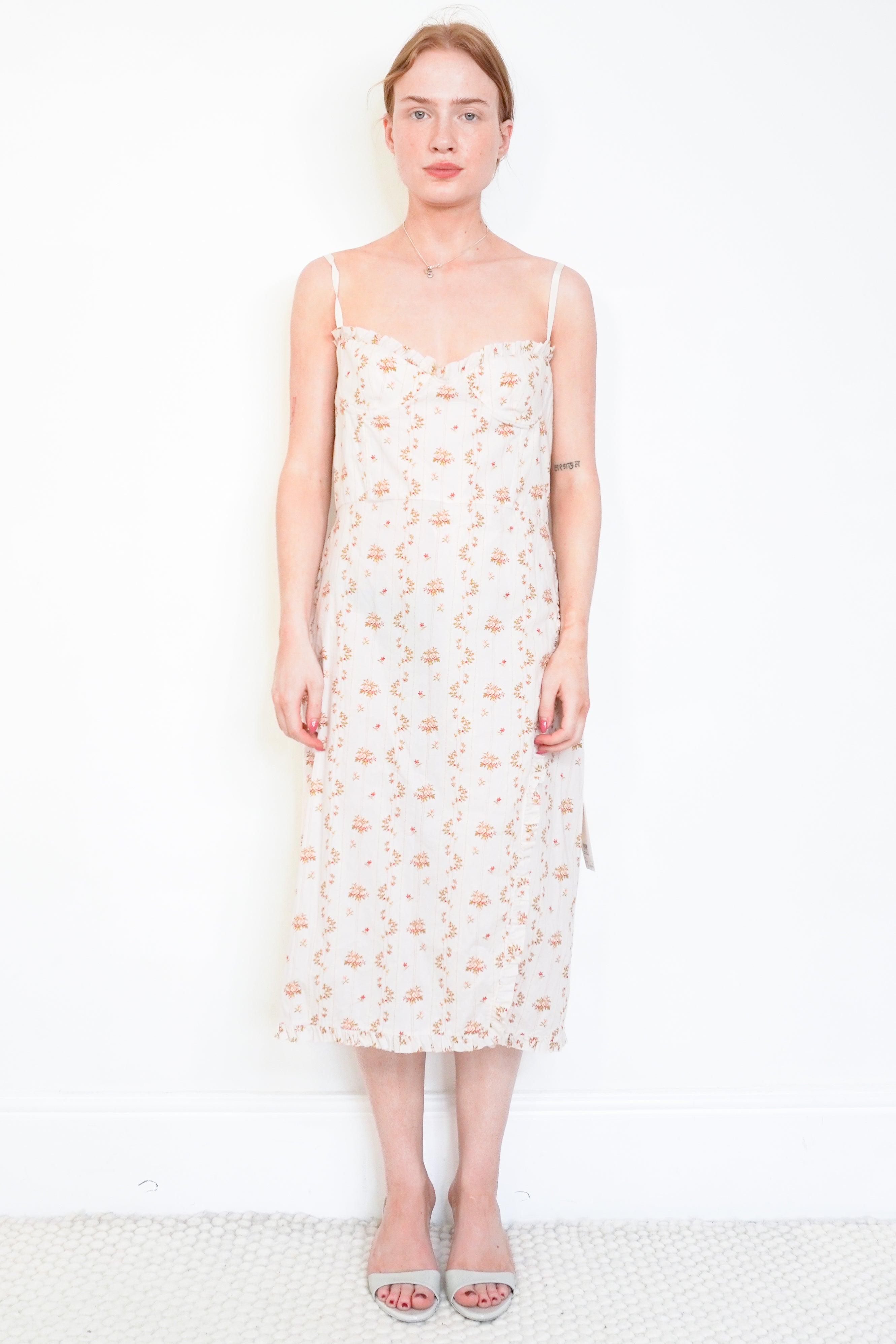 NEW Brock Collection Oriana Cream Floral Cotton Maxi Dress front photo chelsea london