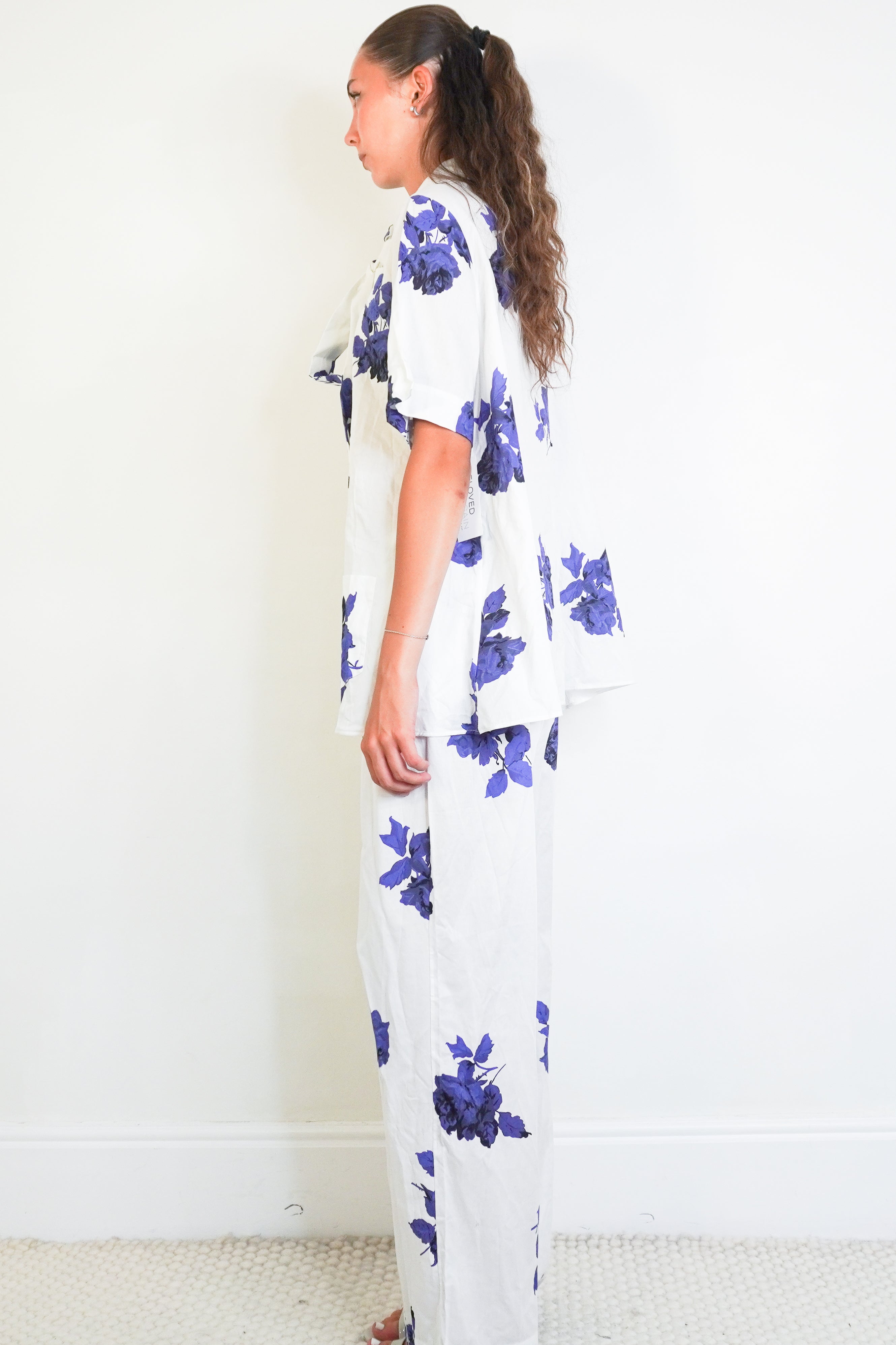 NEW Emilia Wickstead Blue Roses/Ivory Floral Set side photo chelsea london