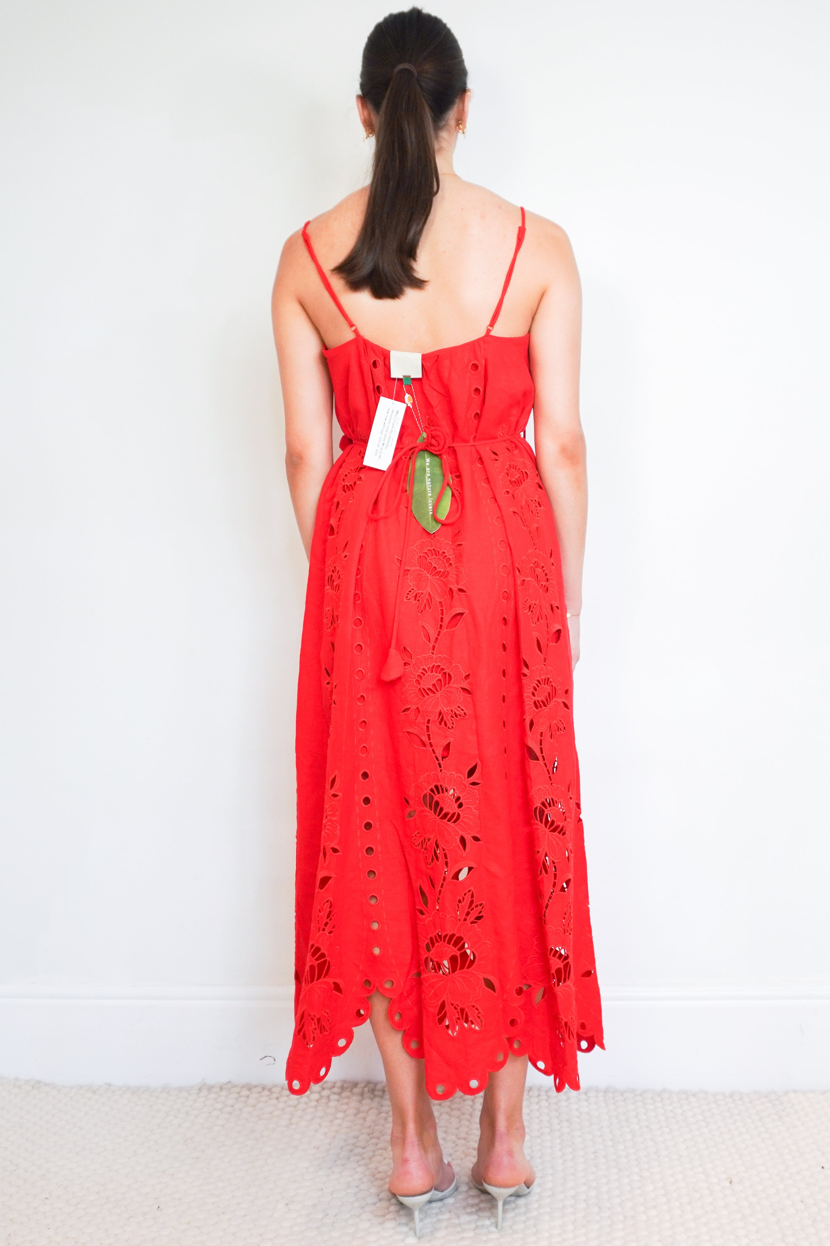 NEW Farm Rio Red Richelieu Sleeveless Maxi Dress back photo chelsea london