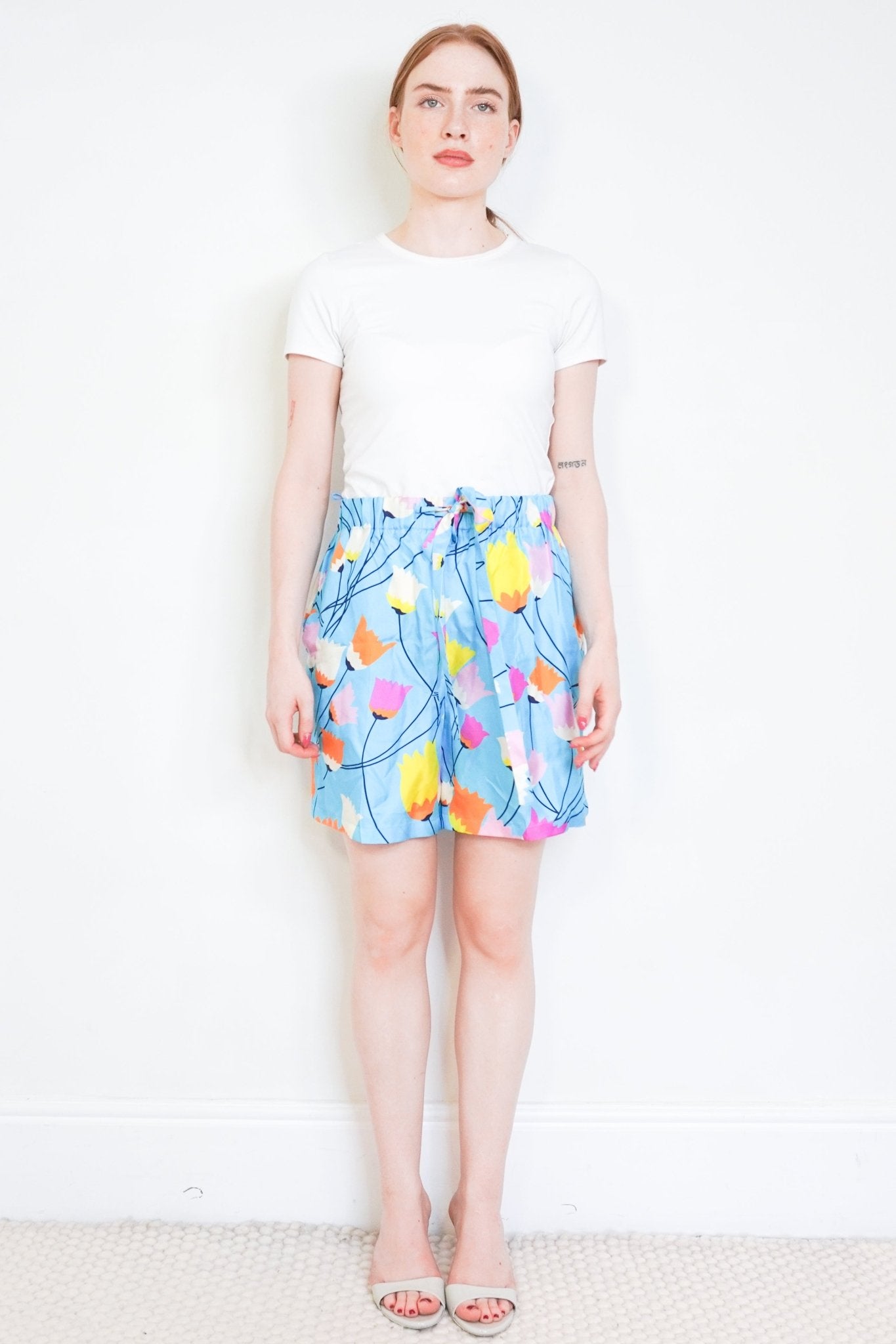 NEW Gucci Blue Floral Print Silk Drawstring Shorts (RRP £700) | Authentic Preloved - Reloved Again