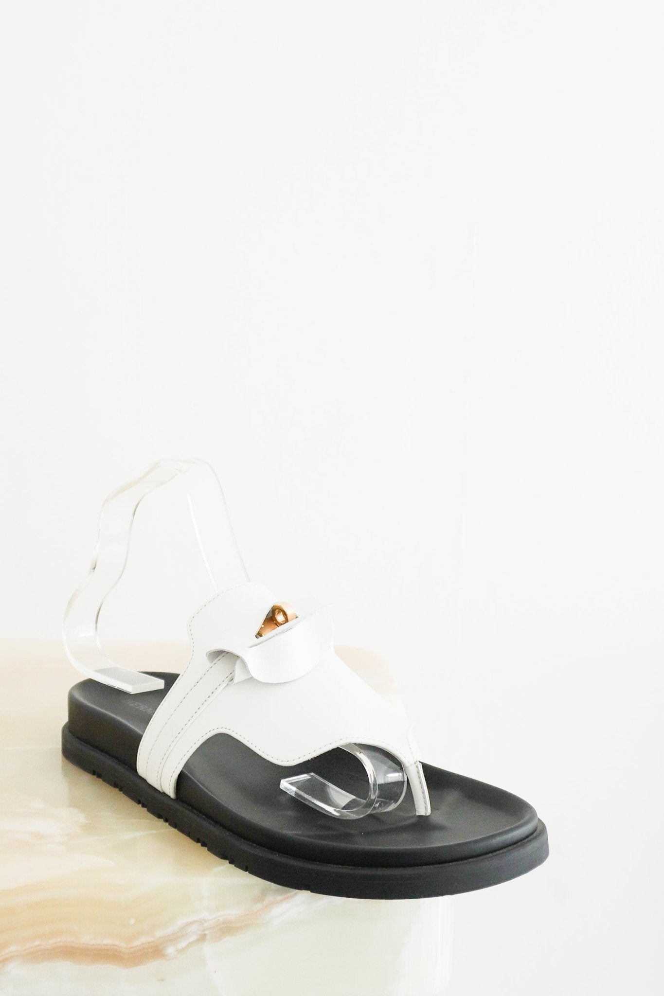 NEW Hermès White Leather Empire Sandals (RRP £1010) | Authentic Preloved - Reloved Again