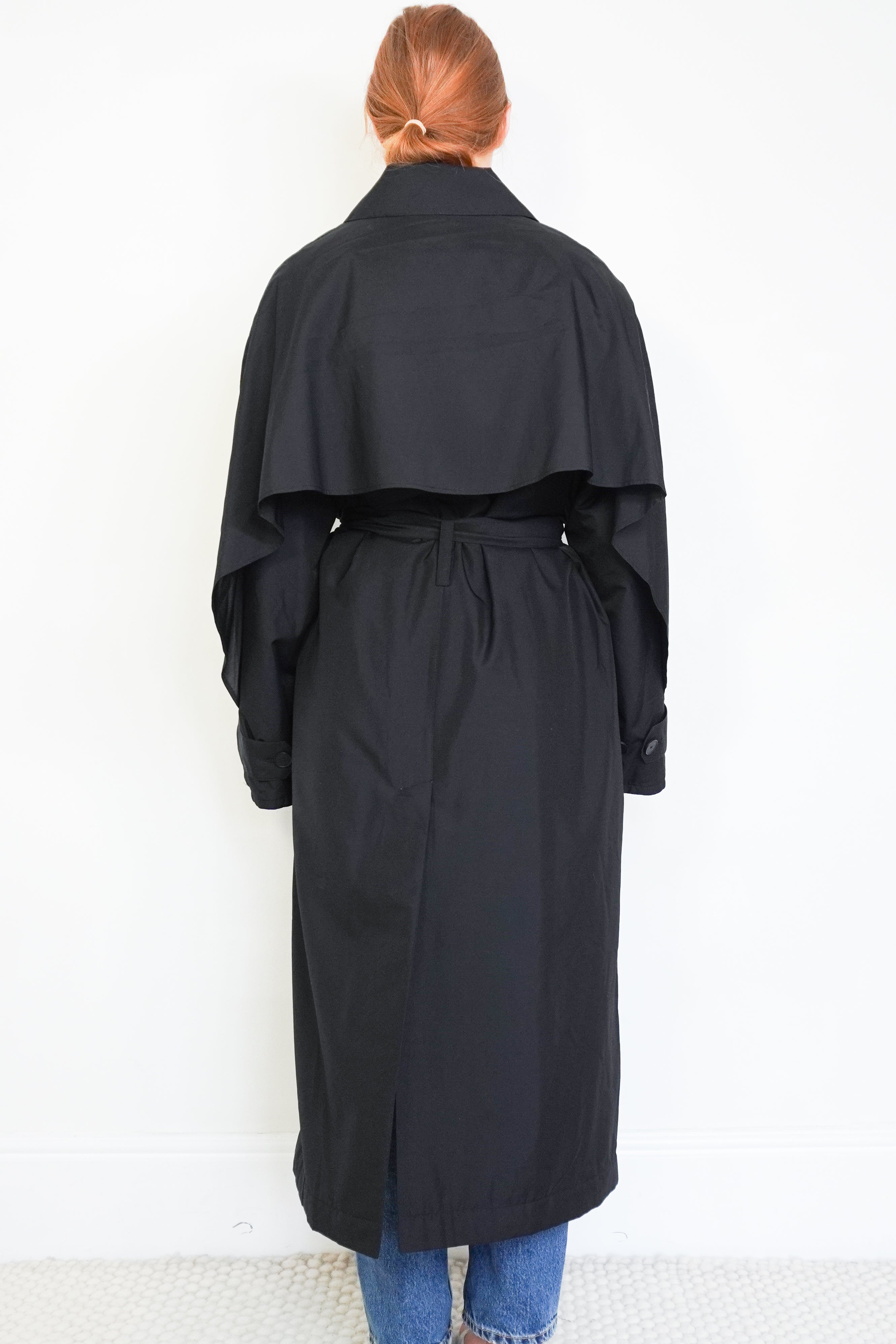 NEW Joseph Black Clovis Silky Quilted Long Coat back photo chelsea london