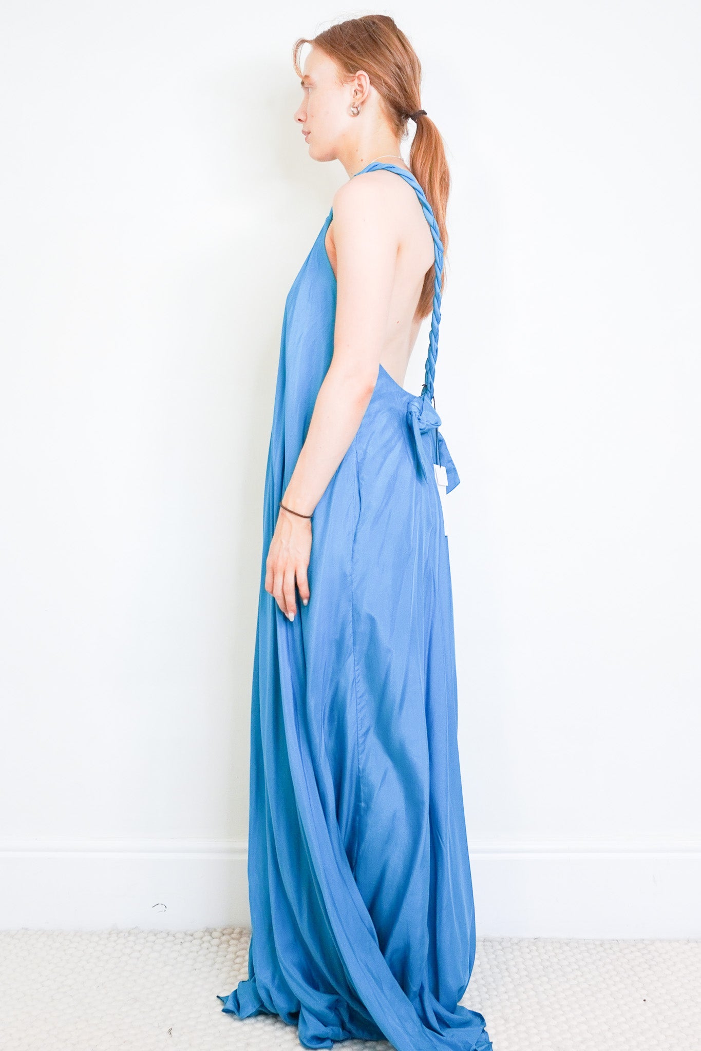 NEW Kalita Blue Silk Maxi Dress side photo