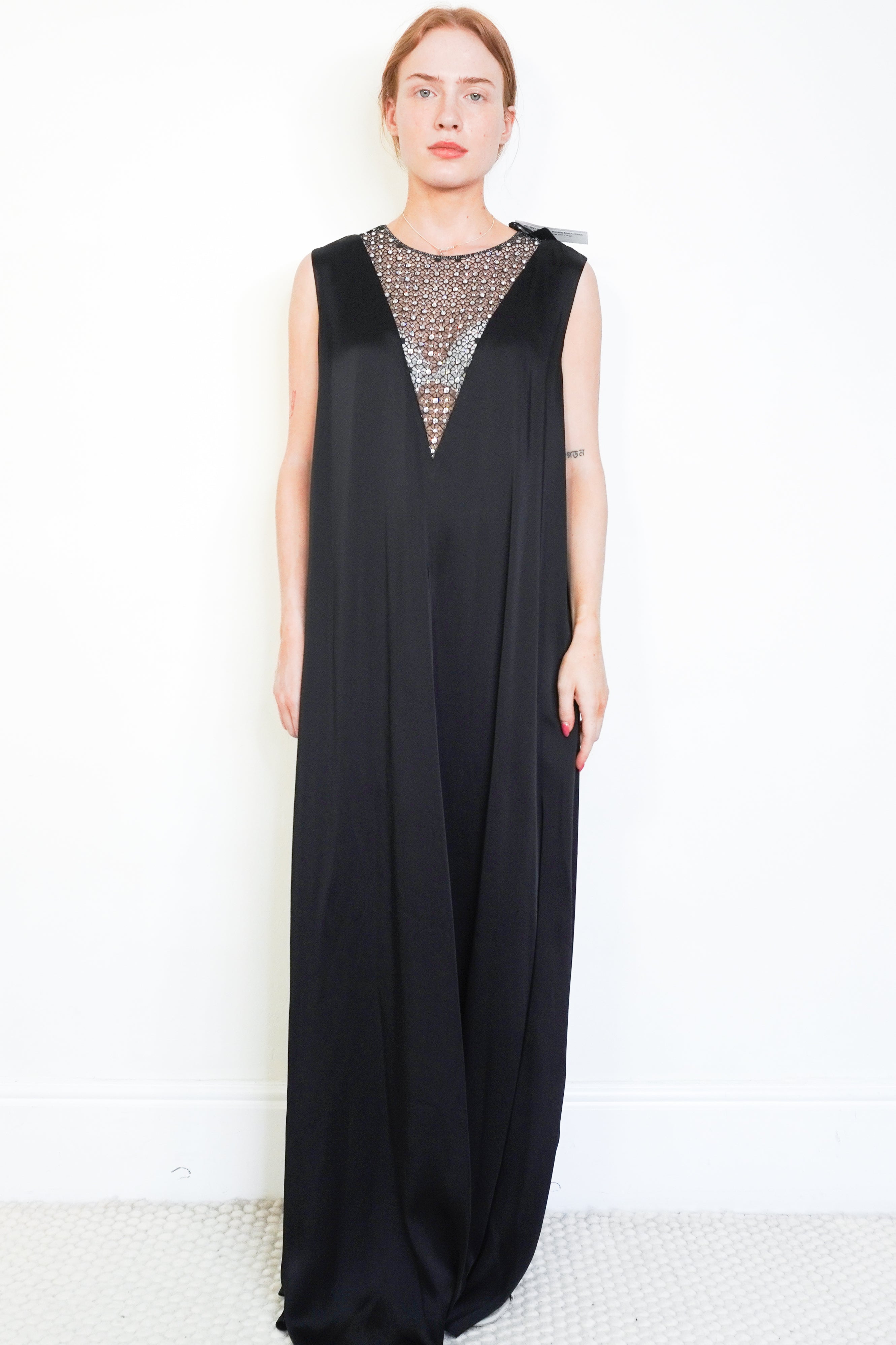 NEW Marina Rinaldi Embellished Satin Maxi Dress front photo chelsea london