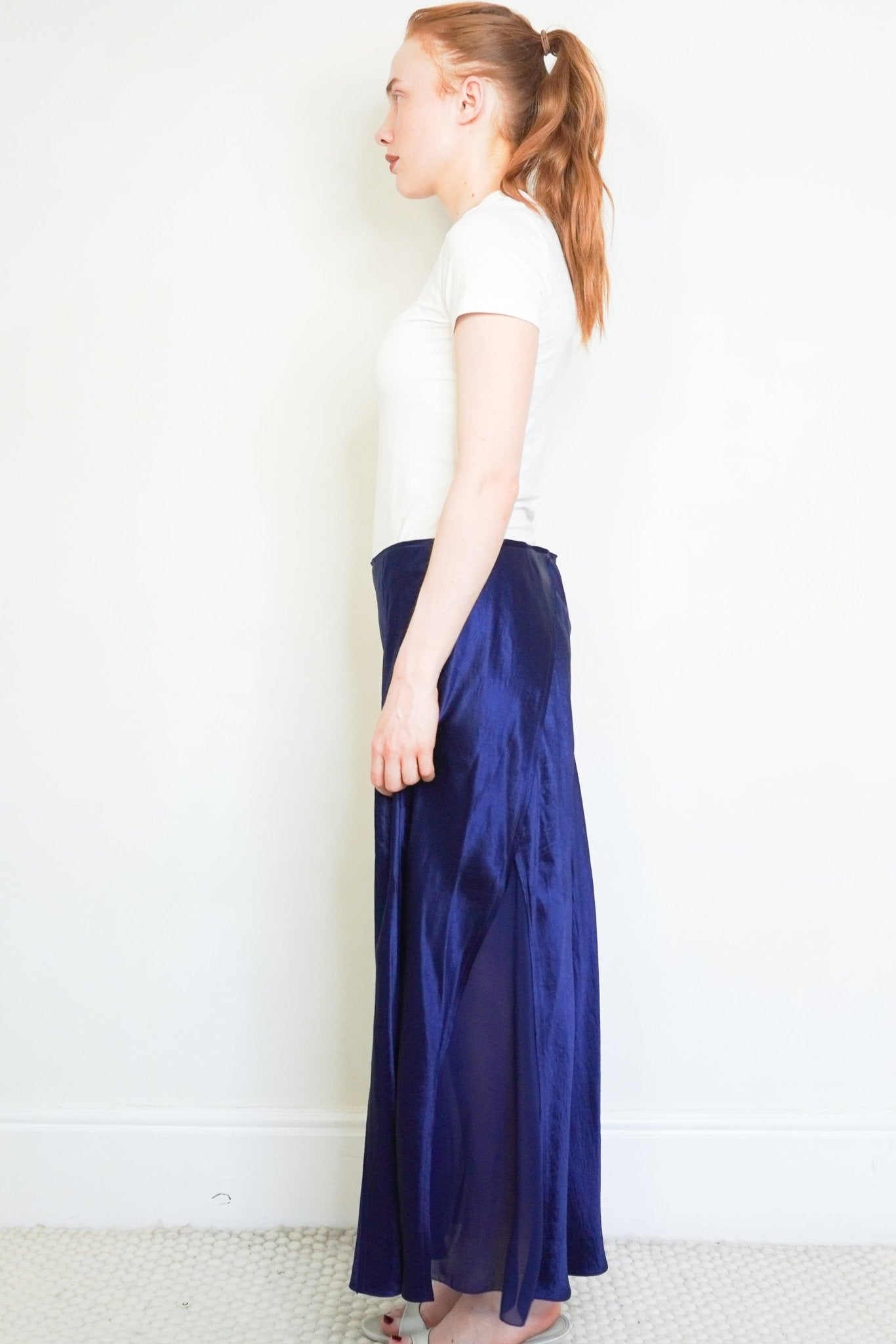 NEW Vince Navy Blue Satin Skirt (RRP £250) | Authentic Preloved - Reloved Again