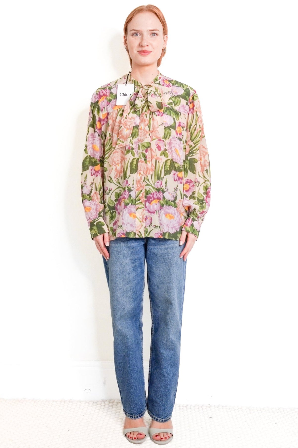 NWT Chloe Macadamia Floral Silk Blouse (RRP £1000) | Authentic Preloved - Reloved Again