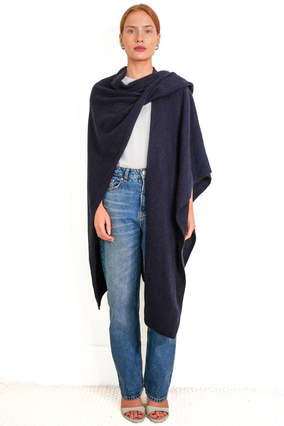 NWT Raey Navy Cashmere Poncho (RRP £700) | Authentic Preloved - Reloved Again