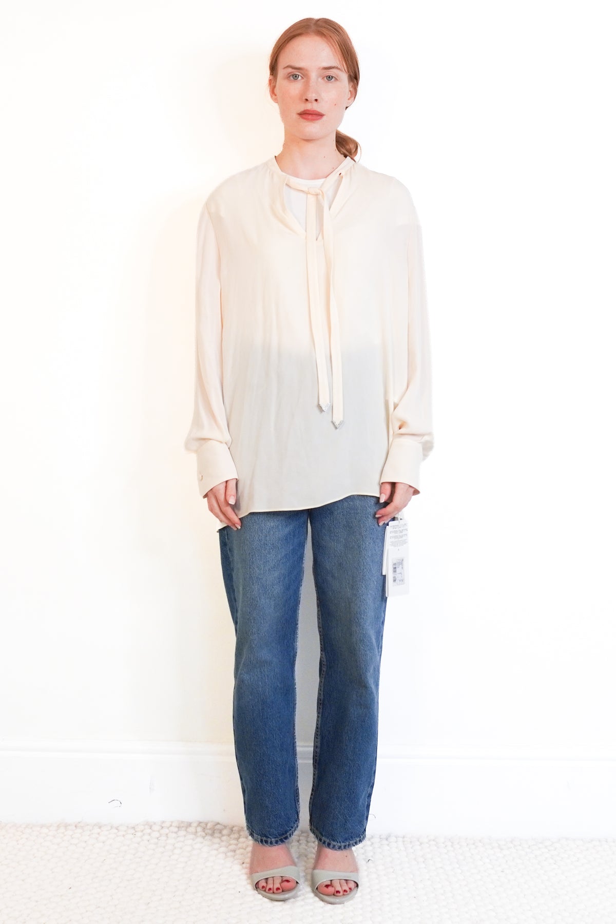 NWT Valentino Cream Silk Shirt Front