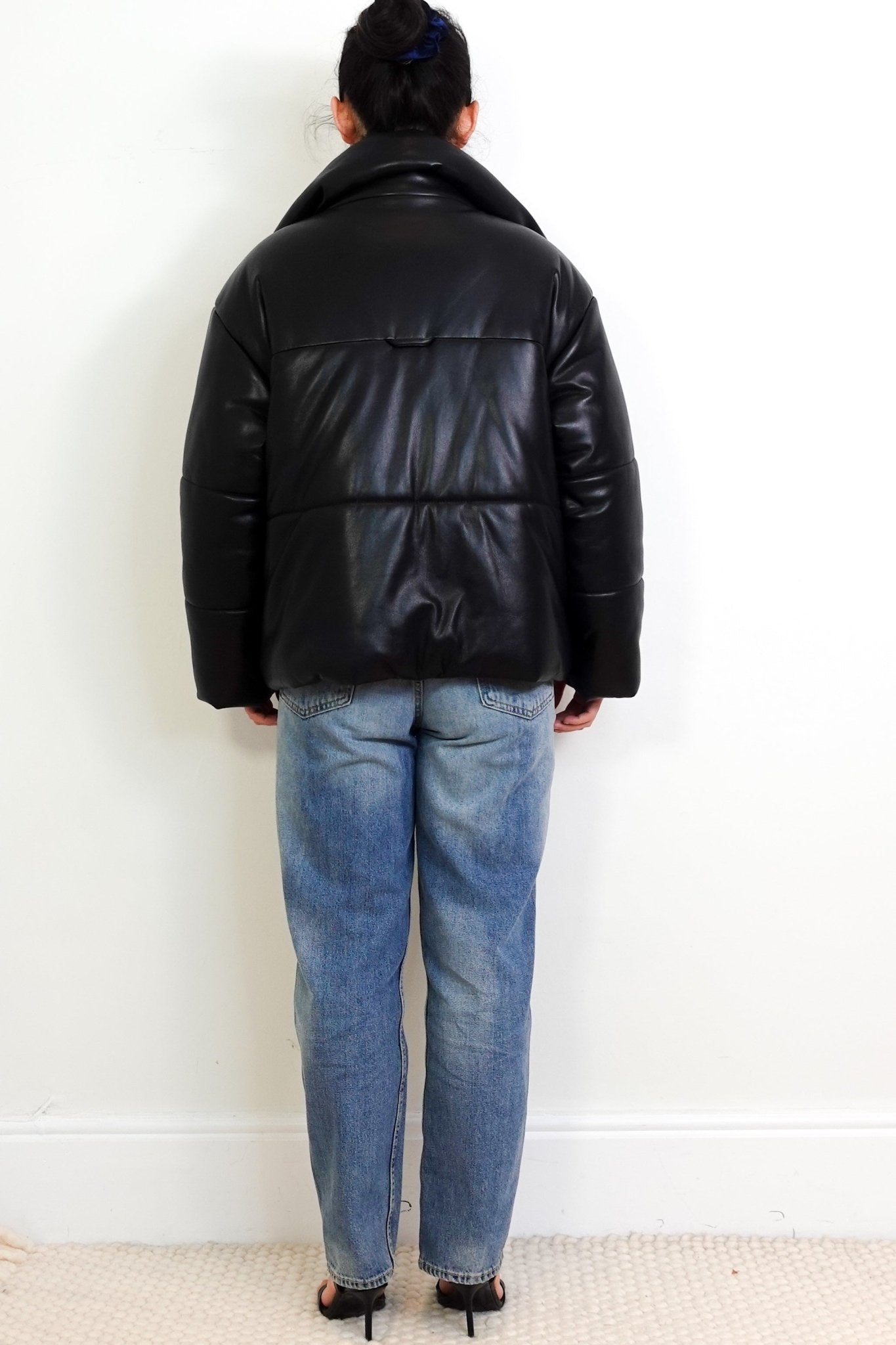 Nanushka Black Faux Leather Puffer Coat RRP £750 | Authentic Preloved - Reloved Again