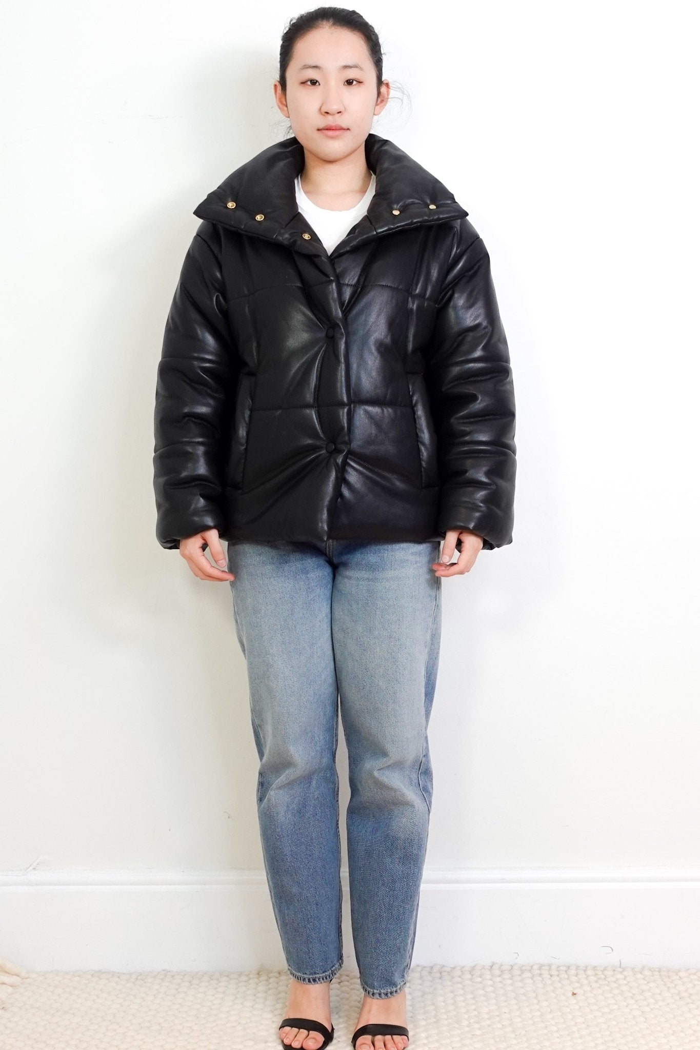 Nanushka Black Faux Leather Puffer Coat RRP £750 | Authentic Preloved - Reloved Again