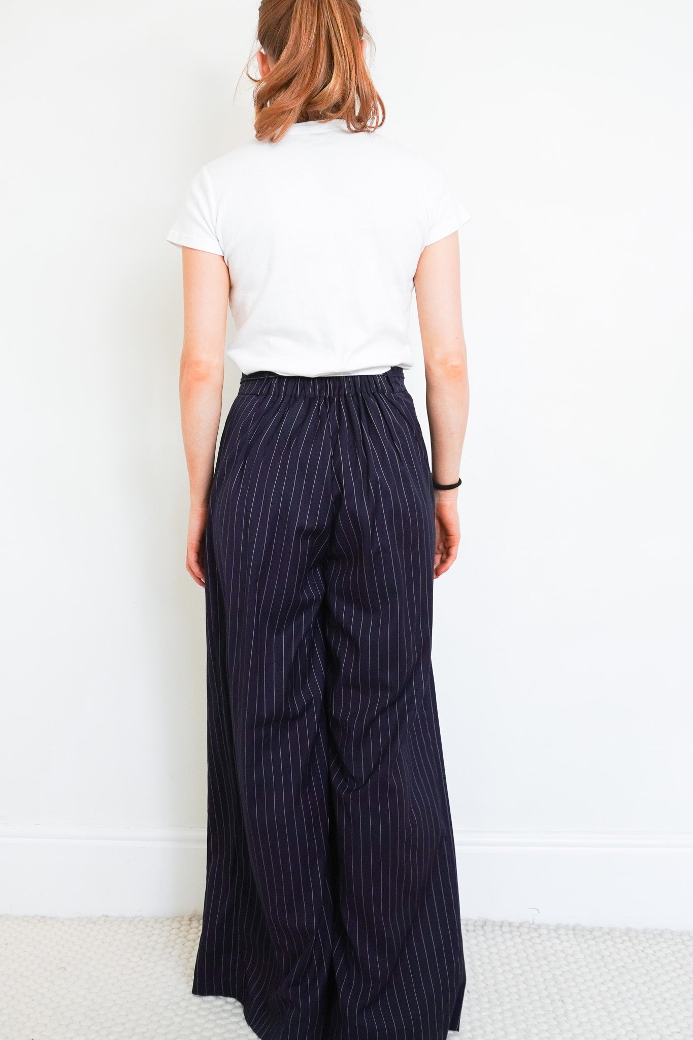 New The Frankie Shop Noor Navy/Pinstripe Pants RRP £133 | Authentic Preloved - final sale no returns - Reloved Again