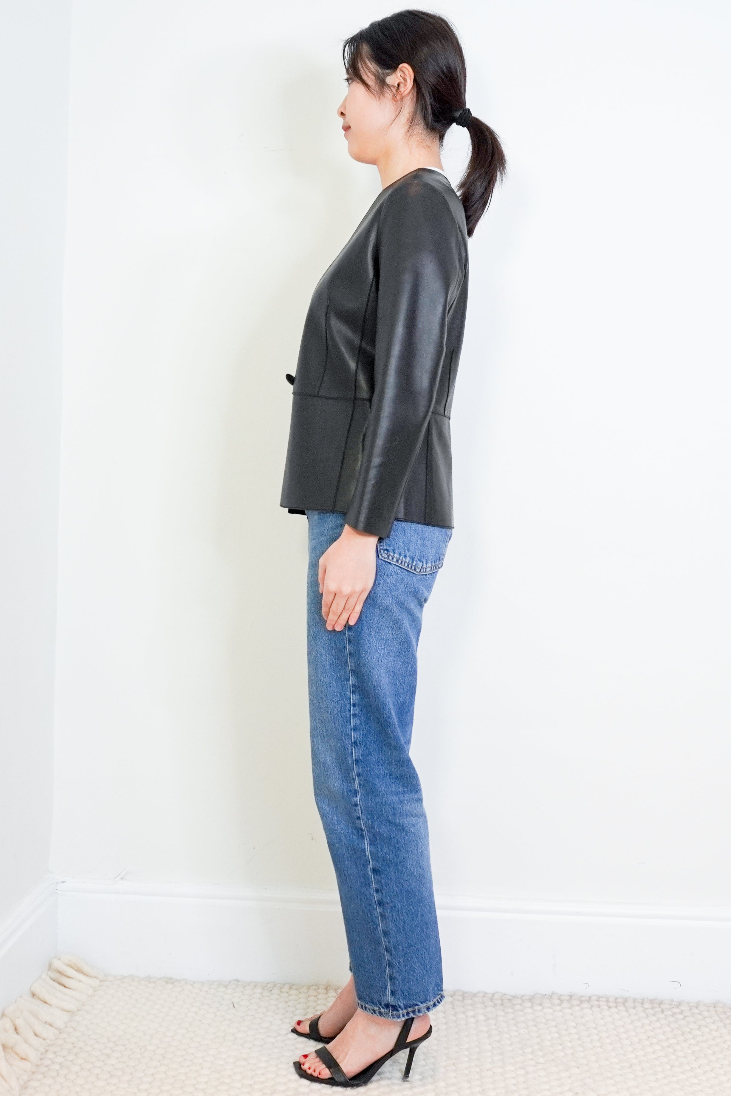 Nour-Hammour-Black-Leather-Jacket-side-picture-Chelsea-London