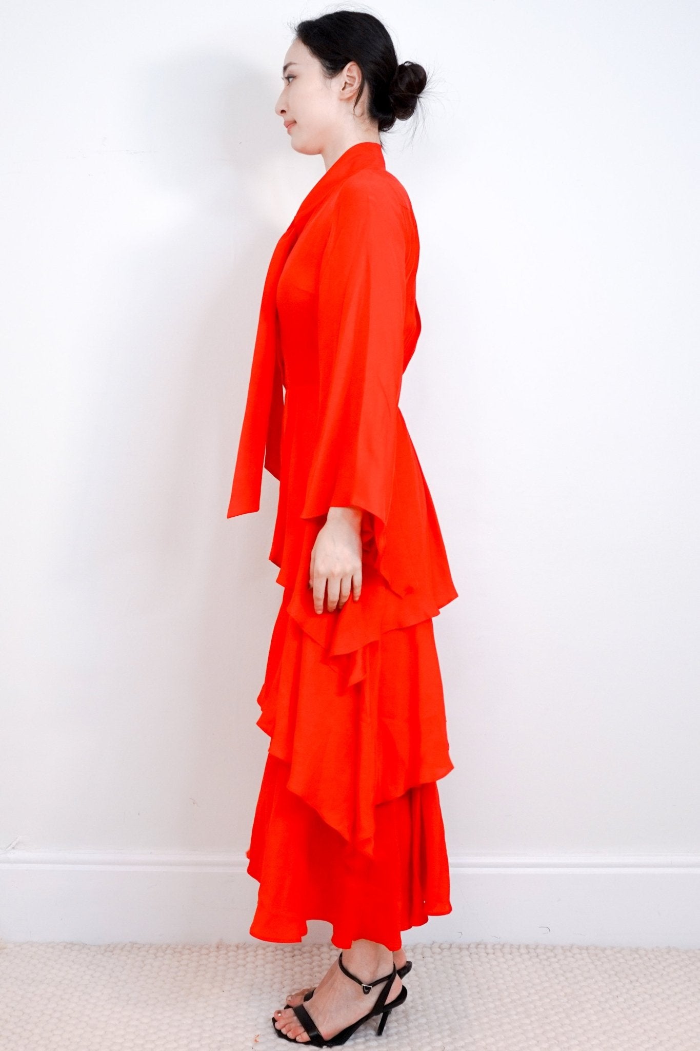 Osman London Red Silk Tiered Dress RRP £300 | Authentic Preloved - Reloved Again