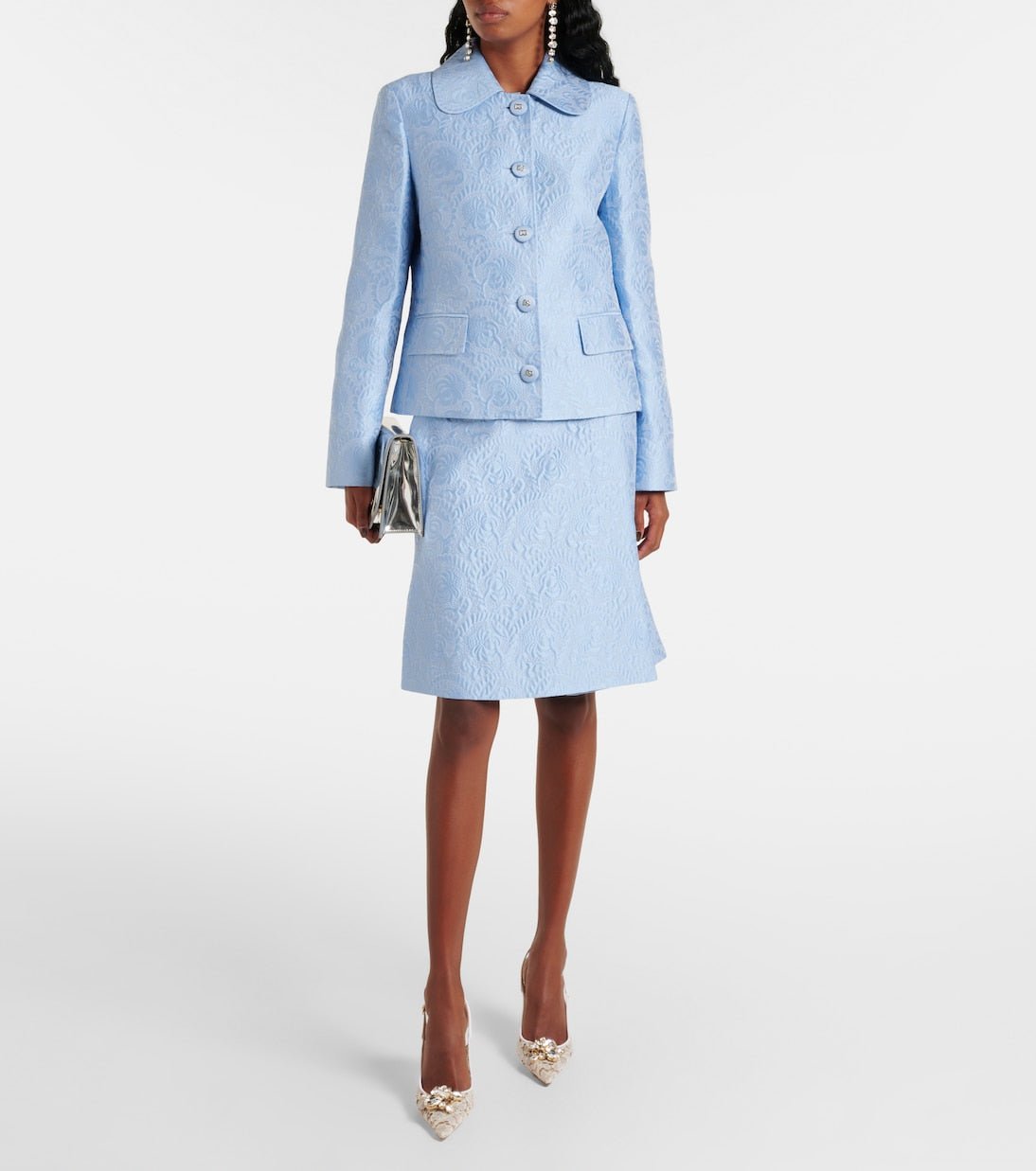 Dolce & Gabbana Light Blue Jacquard Floral Jacket (RRP £1925) | Authentic Preloved - Reloved Again