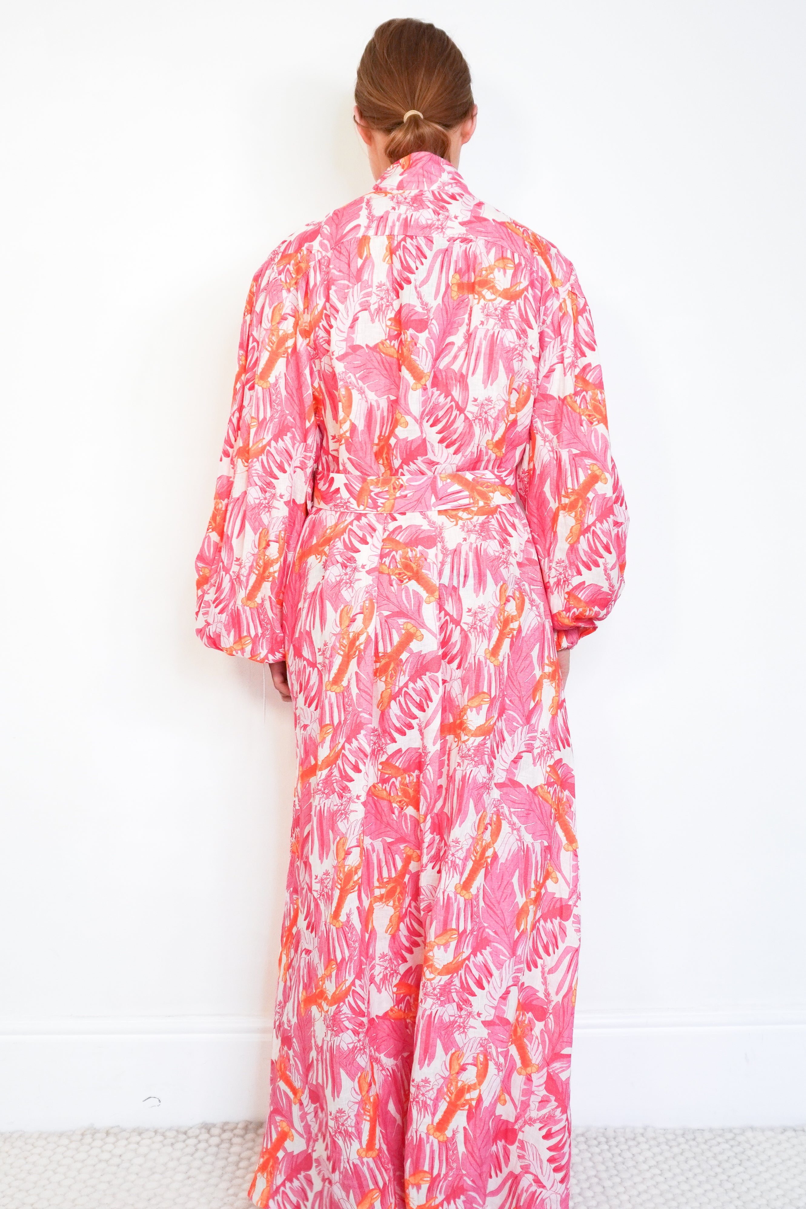 PALM Noosa Pink and Orange Linen Dress back photo chelsea london