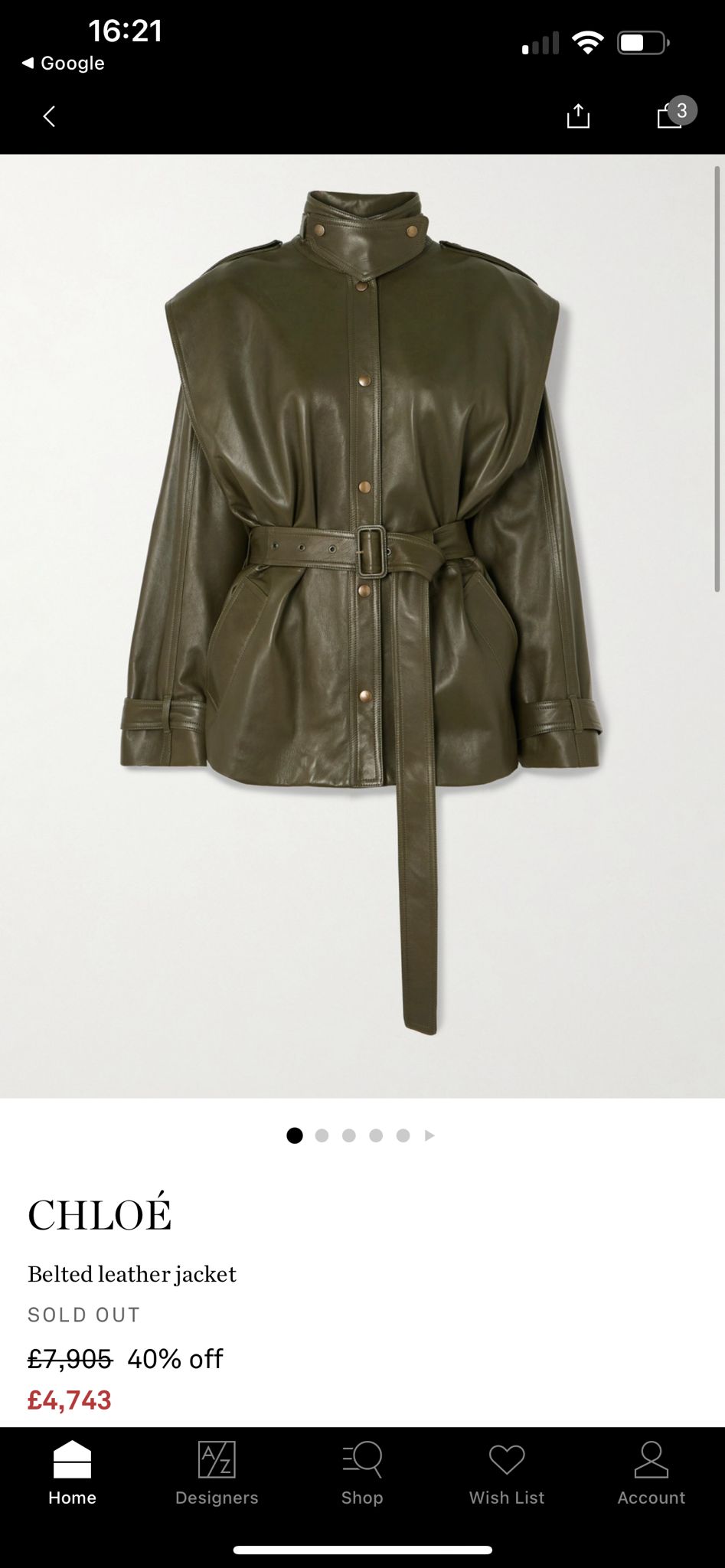 NEW Chloe Khaki Leather Utility Jacket RRP £7095 Authentic Preloved - Reloved Again