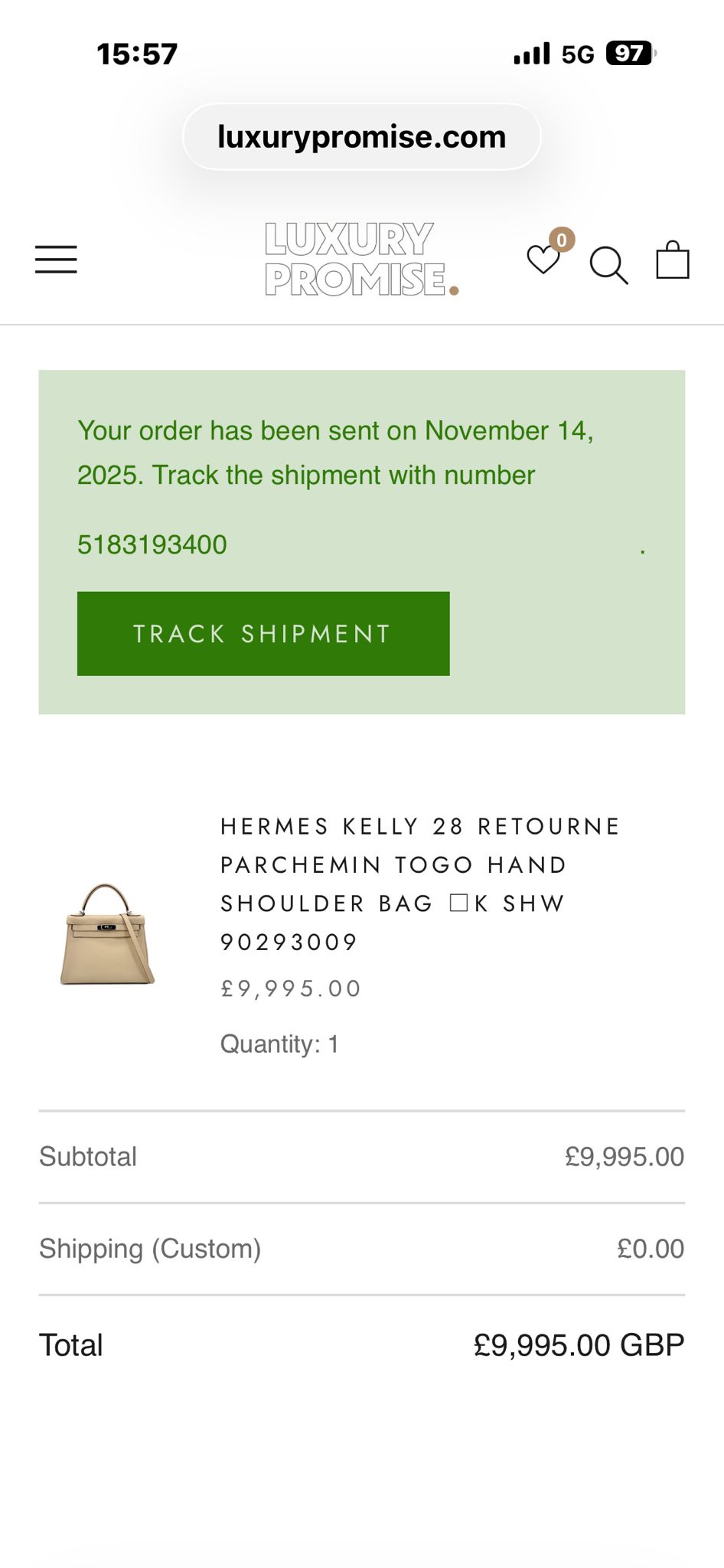 Hermès Kelly 28 Parchemin Togo Retourne Palladium Hardware | Authentic Preloved - Reloved Again