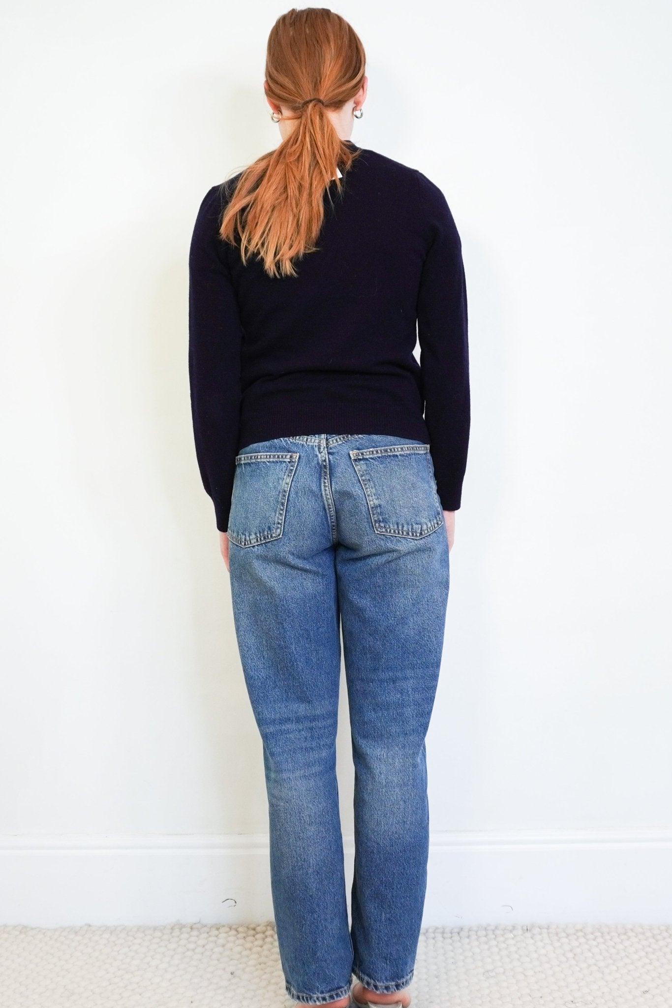 PLAY Comme des Garçons Navy & Red Heart Wool Jumper (RRP £250) | Authentic Preloved - Reloved Again