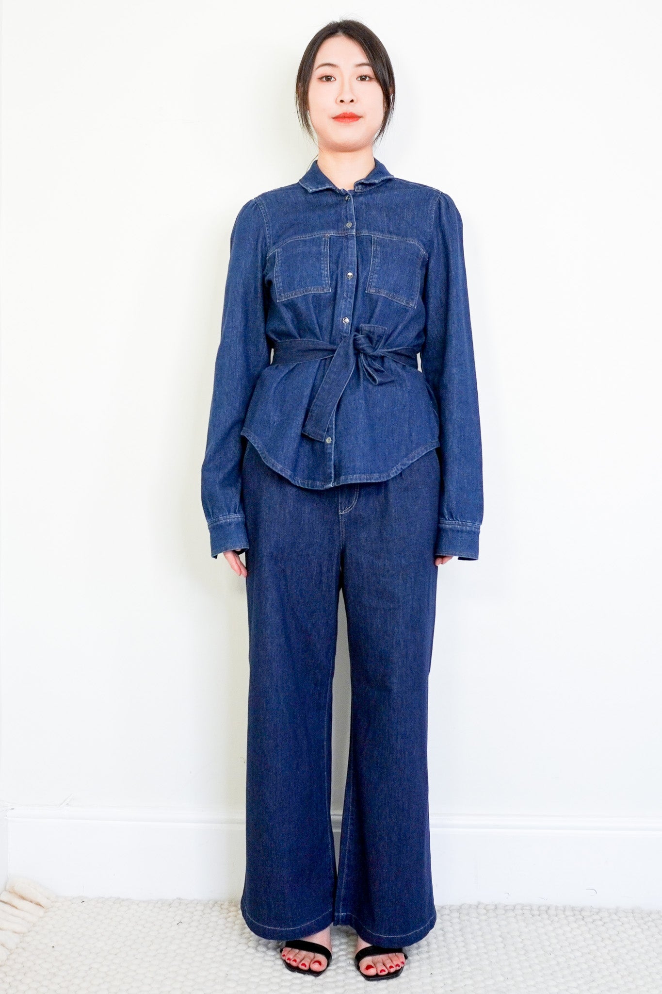 Paige-Dark-Blue-Denim-Co-Ord-Set-front-picture-chelsea-london