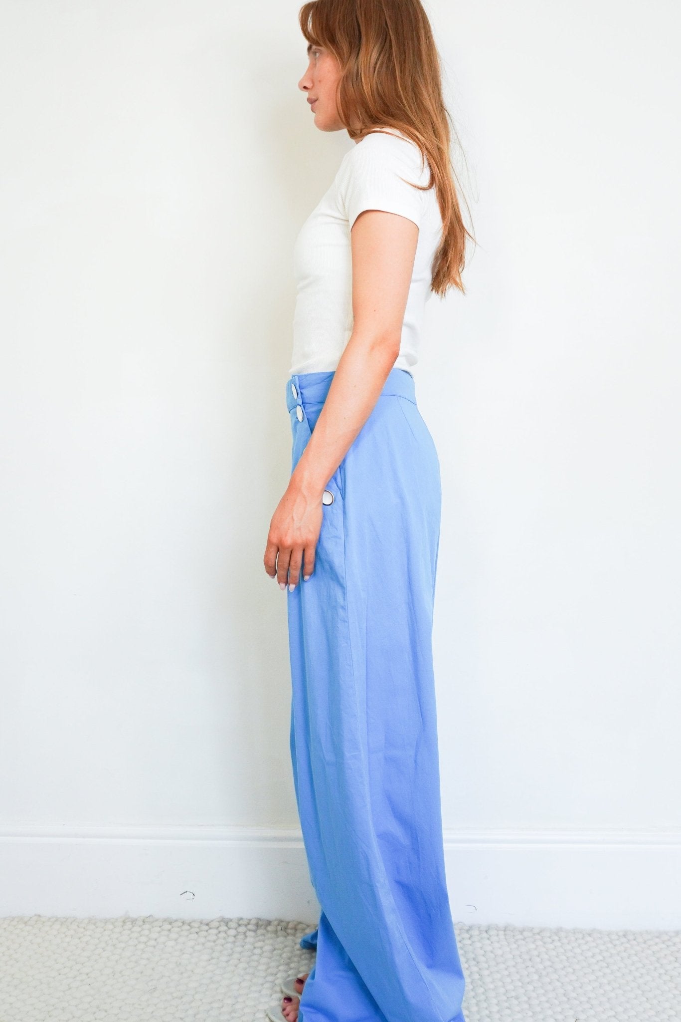 Paolita Powder Blue Wide Leg Cotton Trousers (RRP £250) | Authentic Preloved - Reloved Again